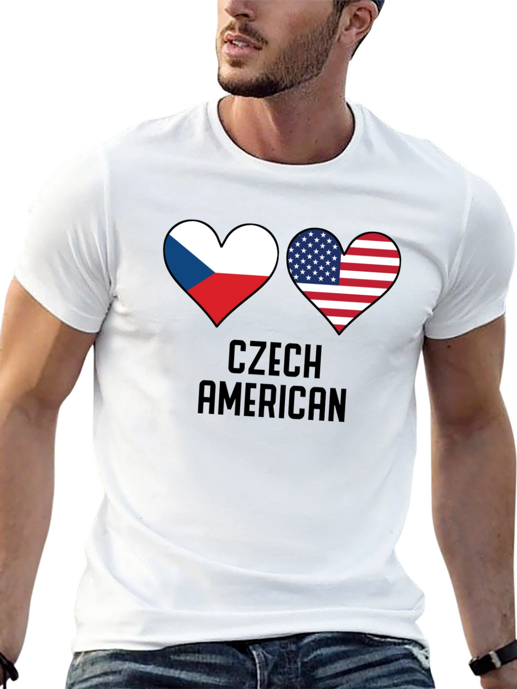 Czech American Flag Heart T-Shirt