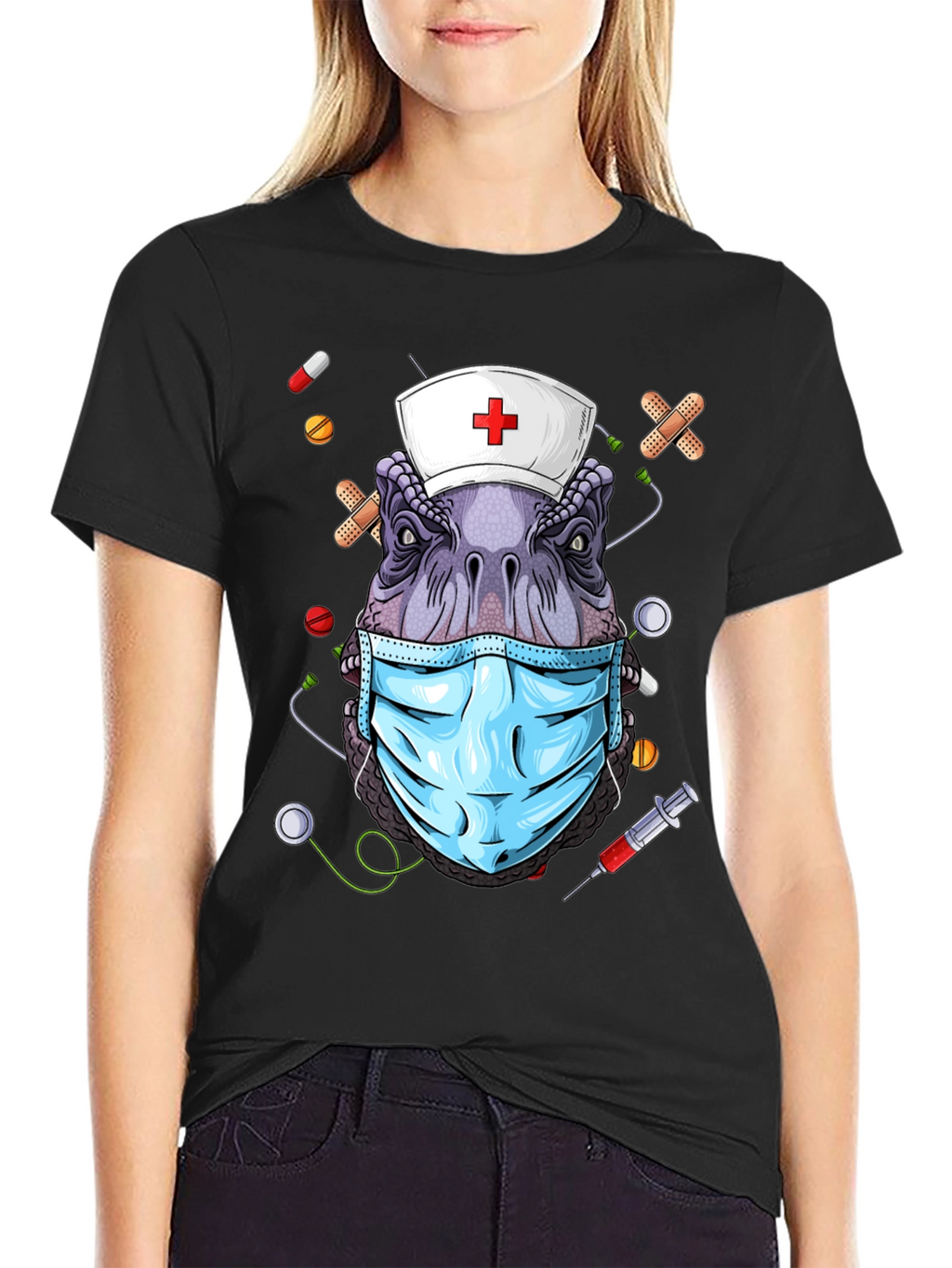 Dinosaur Nurse T-Shirt - Funny Dino Medical Tee