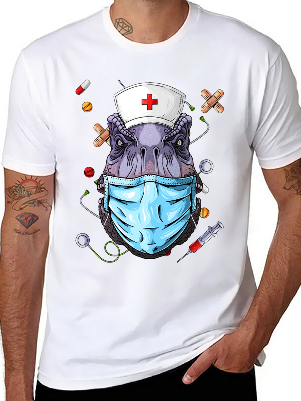 Dinosaur Nurse T-Shirt - Funny Dino Medical Tee