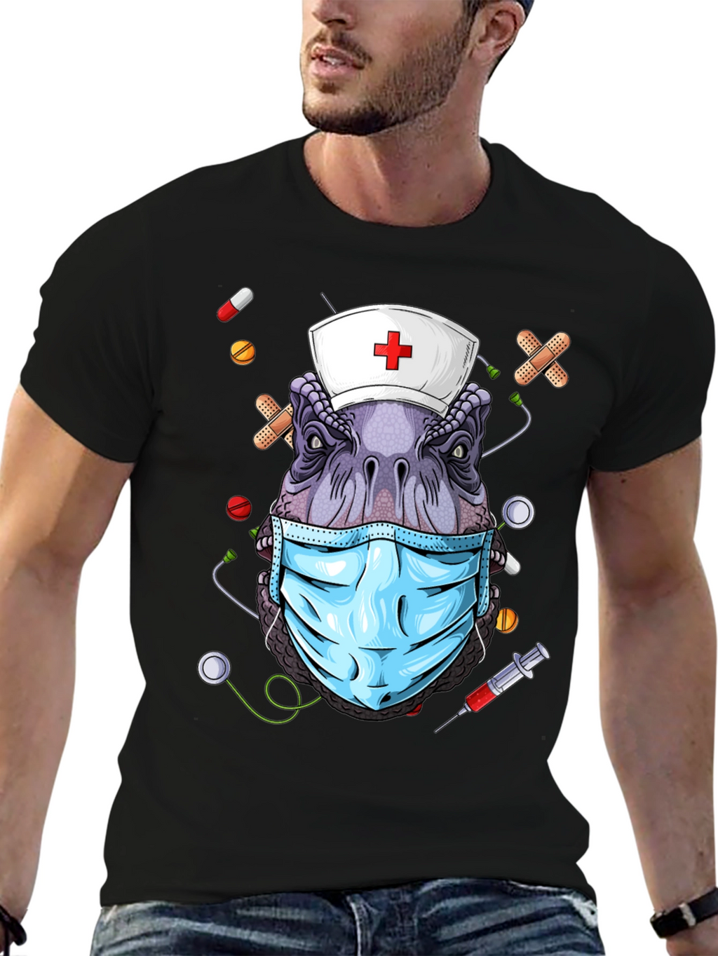 Dinosaur Nurse T-Shirt - Funny Dino Medical Tee
