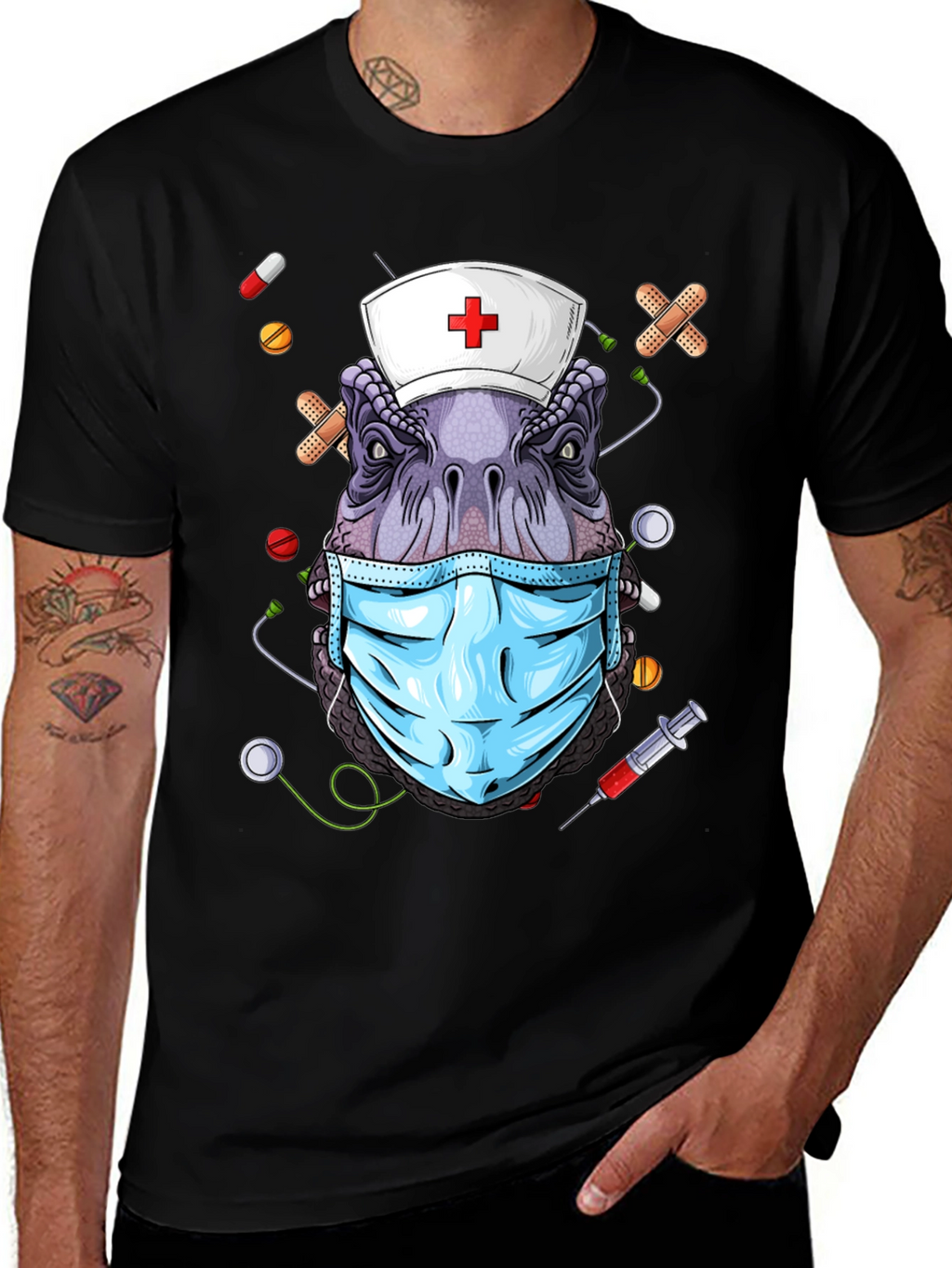 Dinosaur Nurse T-Shirt - Funny Dino Medical Tee