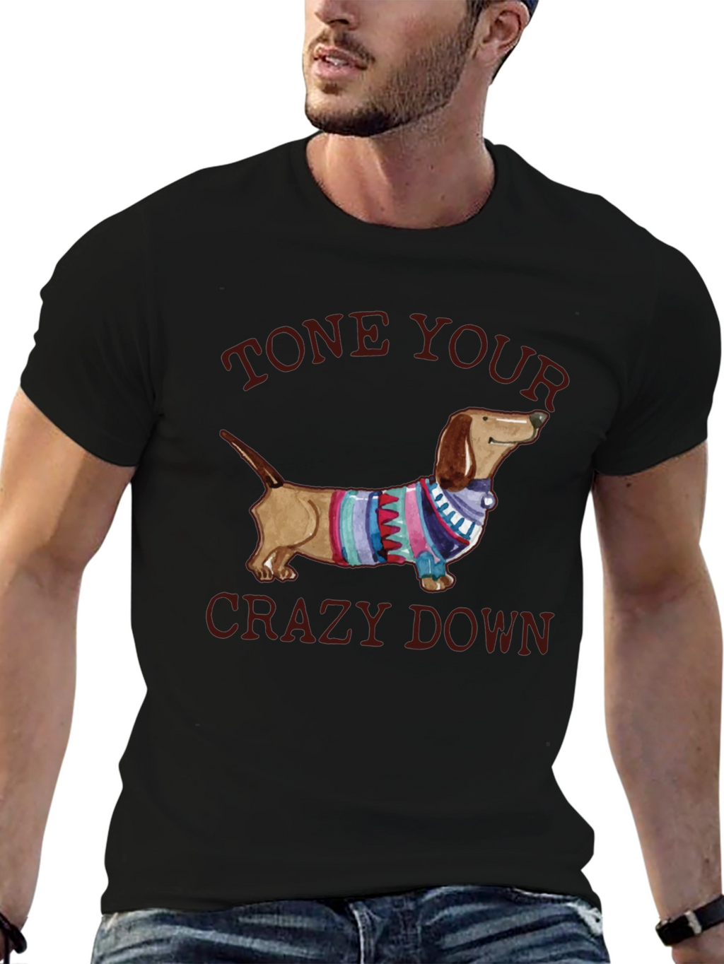 Tone Your Crazy Down Dachshund Graphic Tee