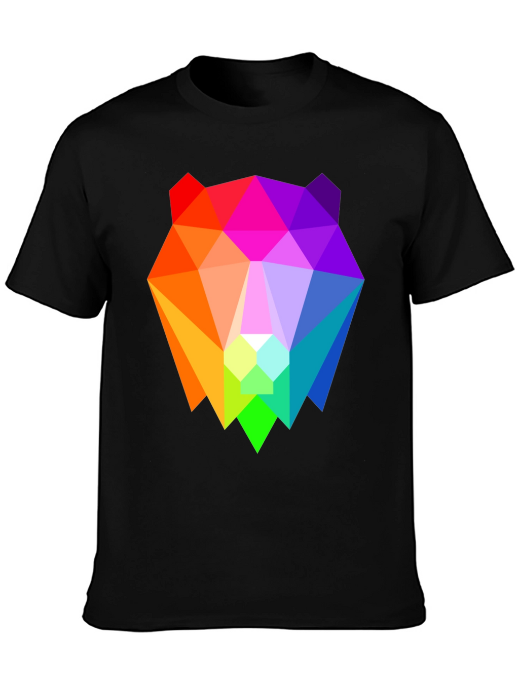 Geometric Bear Graphic Tee - Black