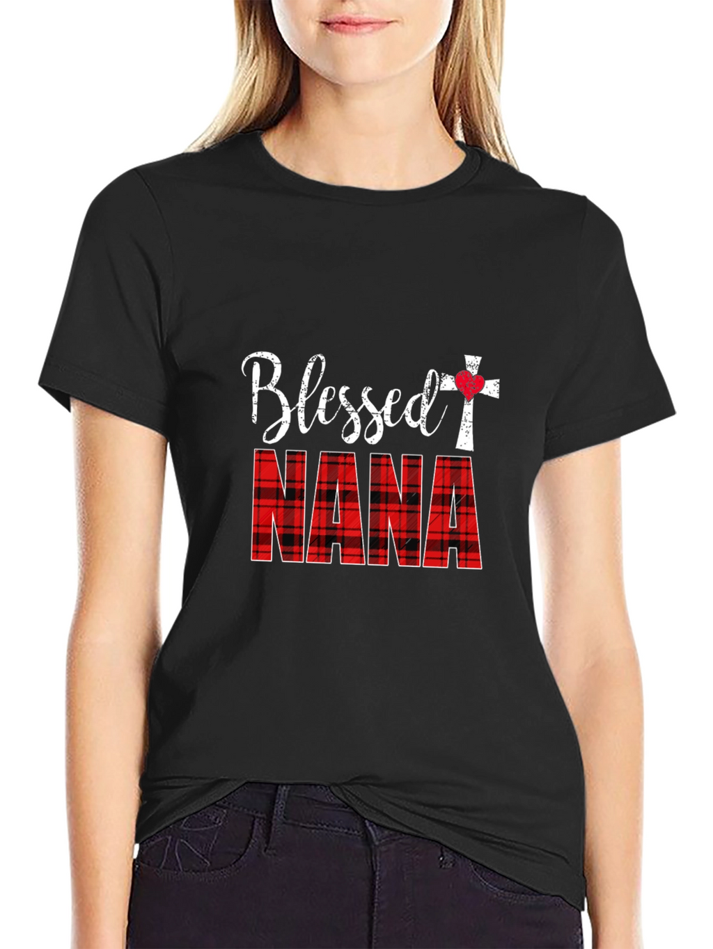 Blessed Nana Plaid Graphic T-Shirt