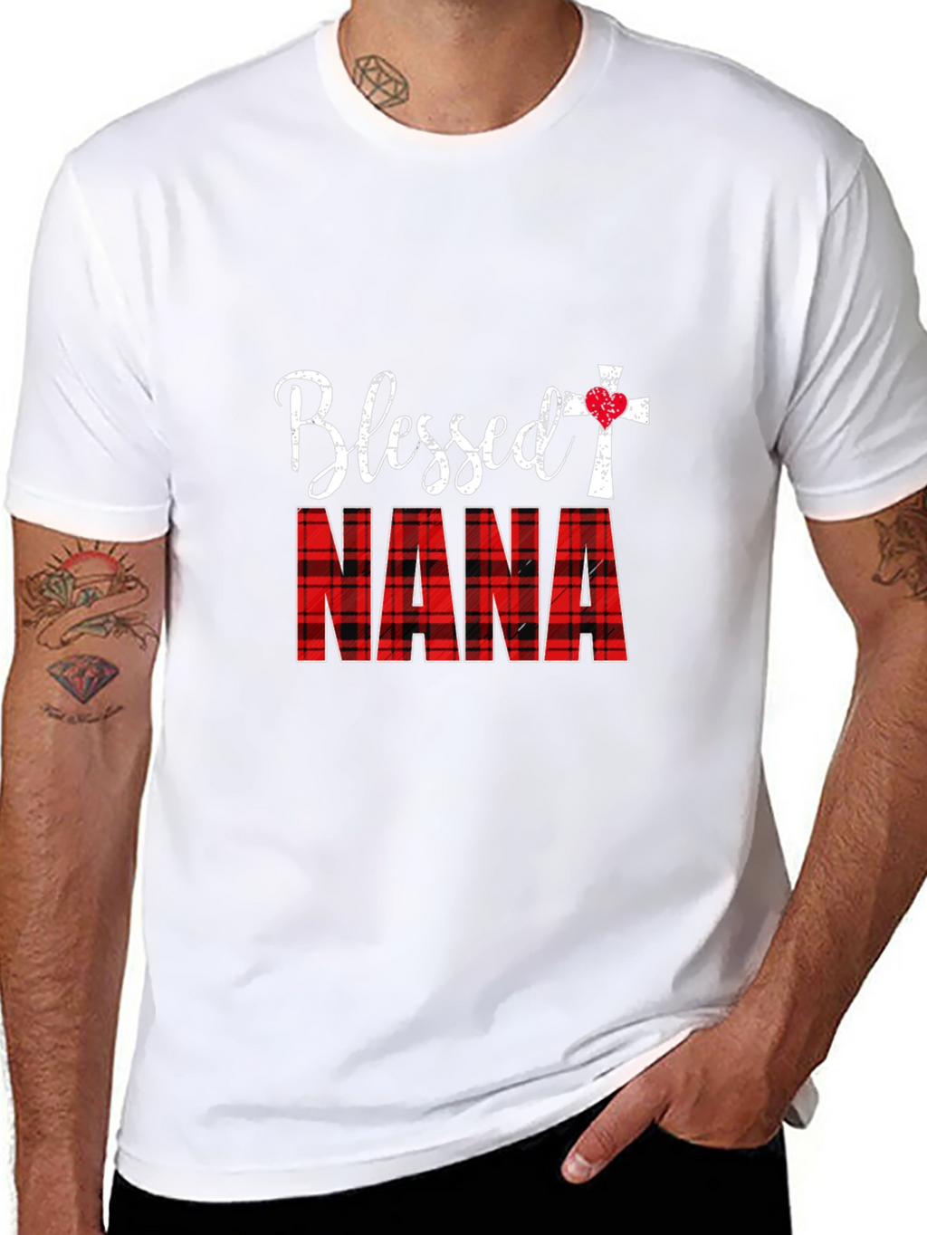 Blessed Nana Plaid Graphic T-Shirt