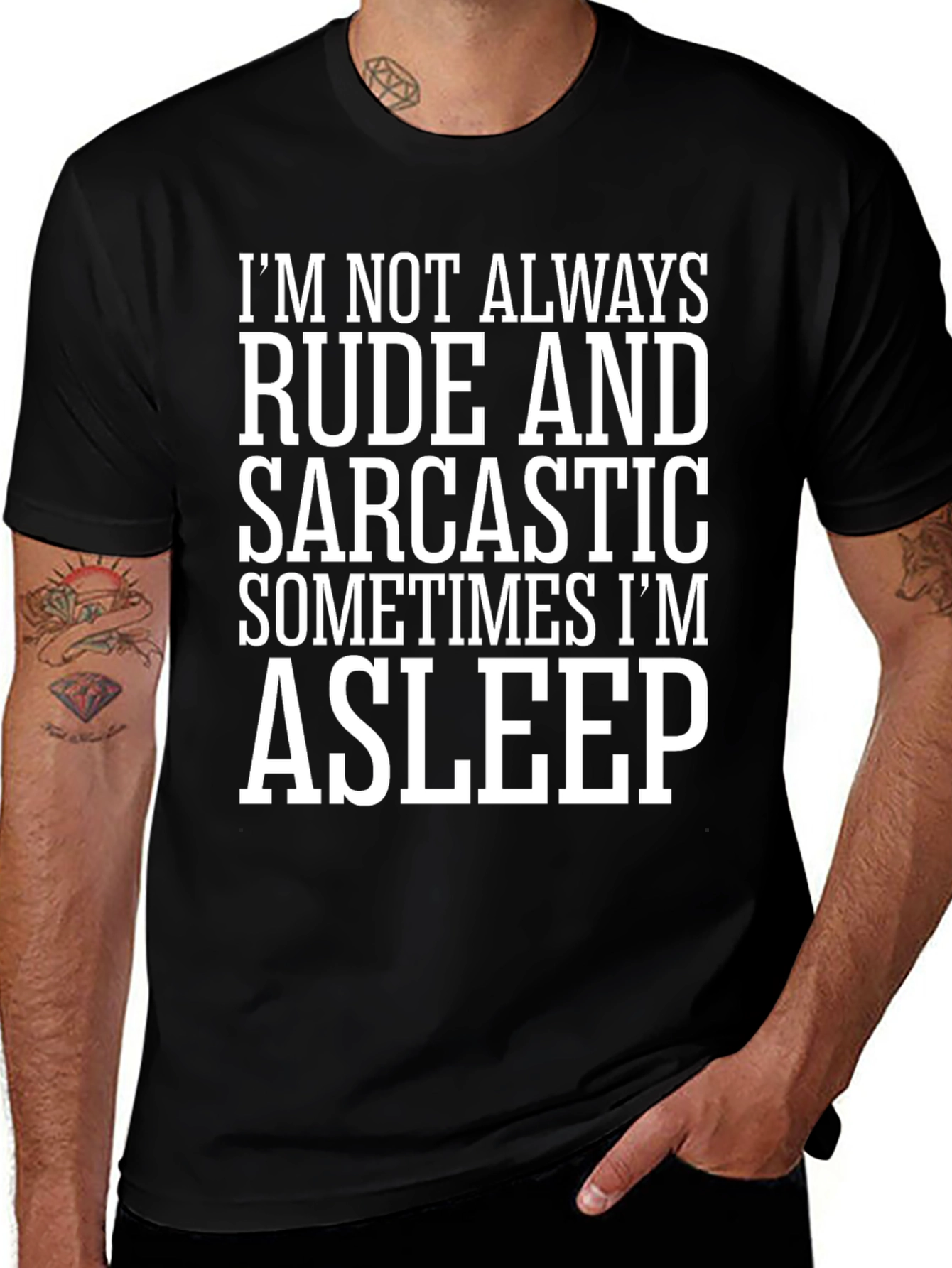Rude & Sarcastic Asleep Black T-Shirt