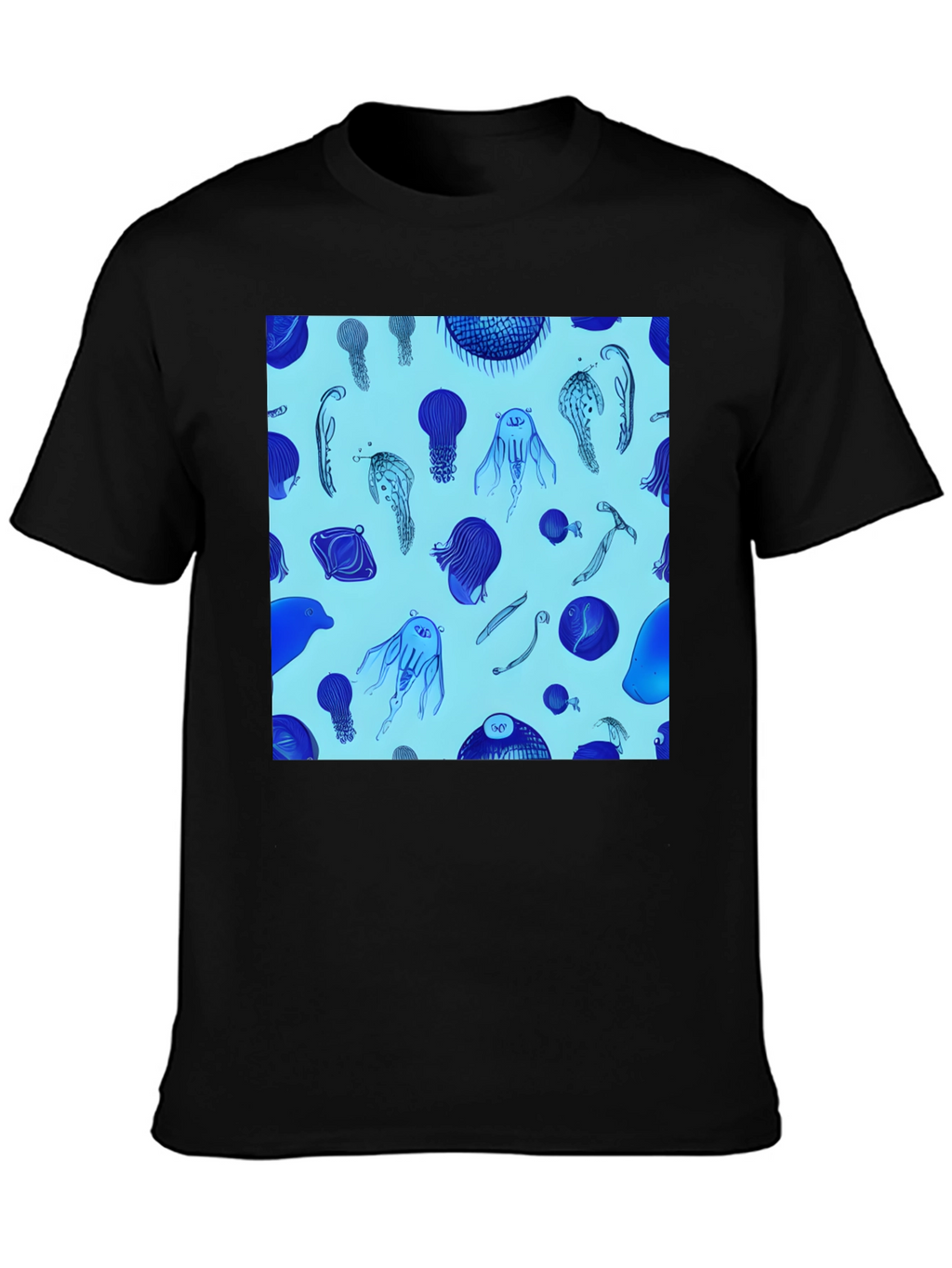 Jellyfish Print Tee - Stylish Black Cotton Blend T-Shirt
