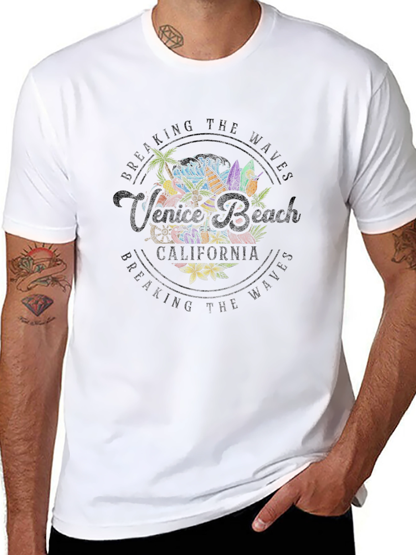 Venice Beach Breaking Waves Graphic T-Shirt