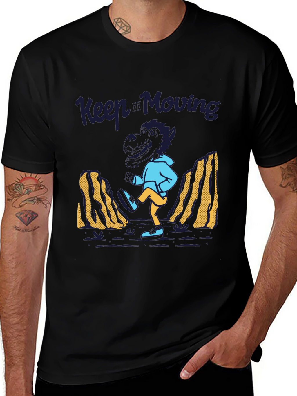 Keep Moving Dinosaur T-Shirt - Black