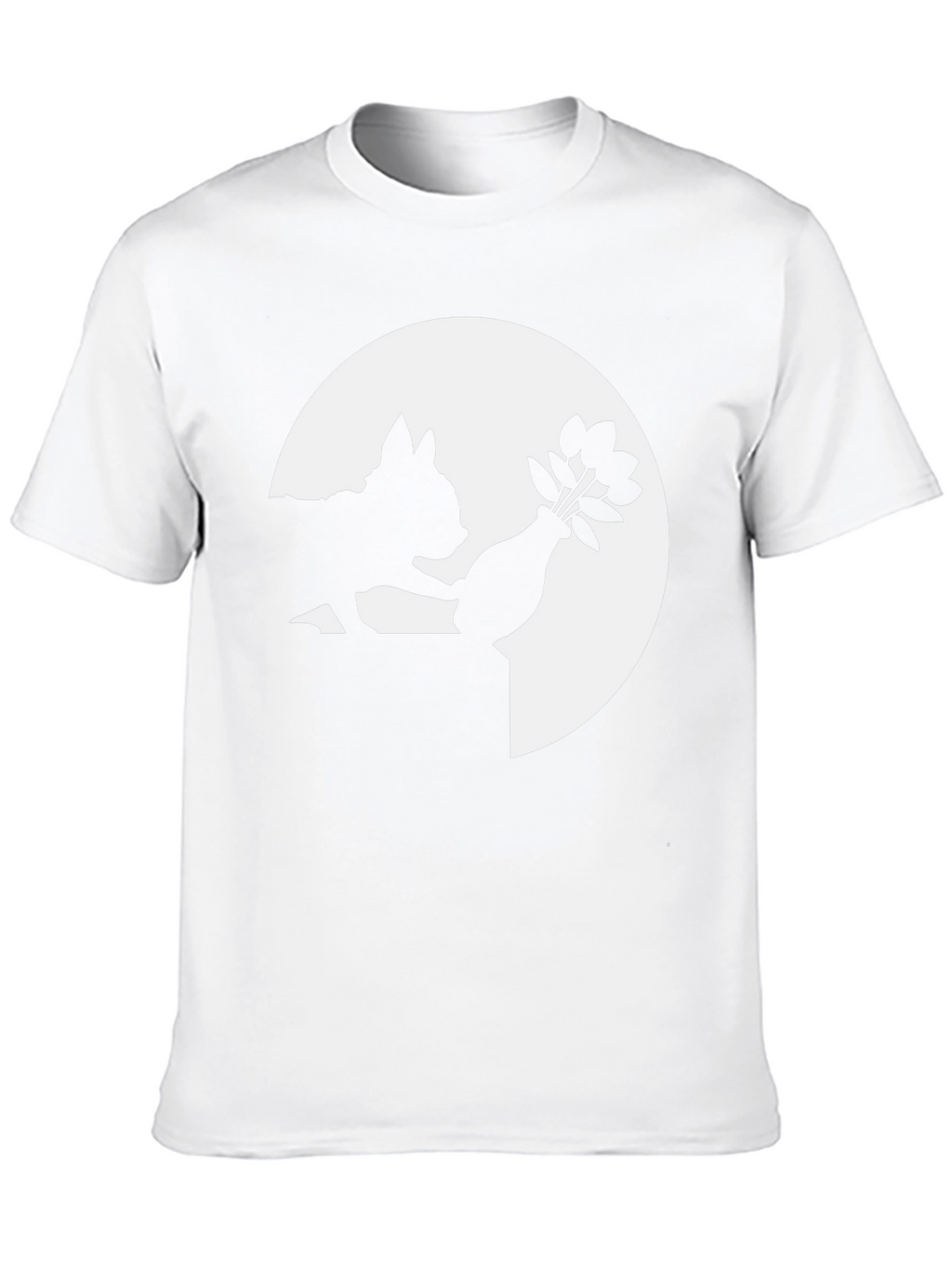 Silhouette Dog & Flowers Black T-Shirt