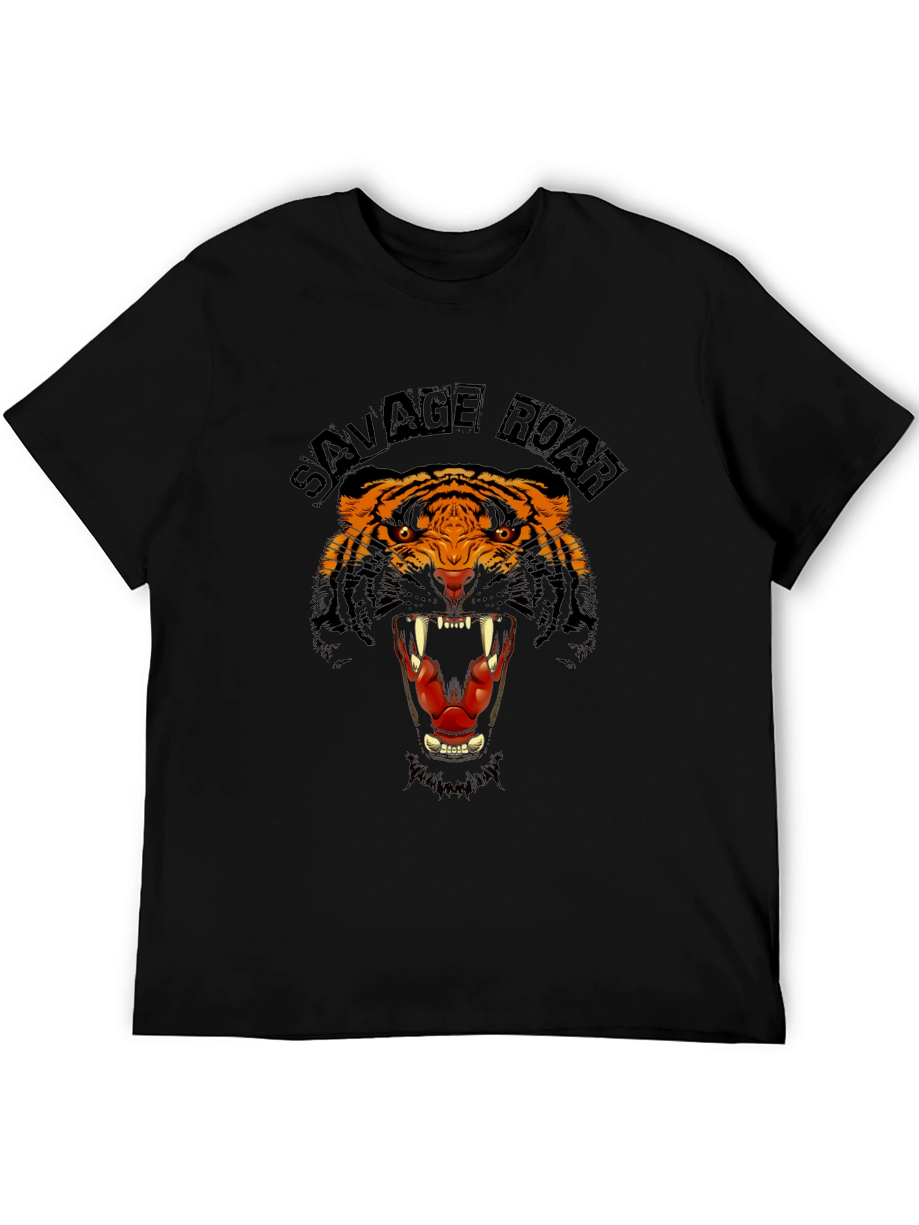 Savage Roar Tiger Graphic Black T-Shirt