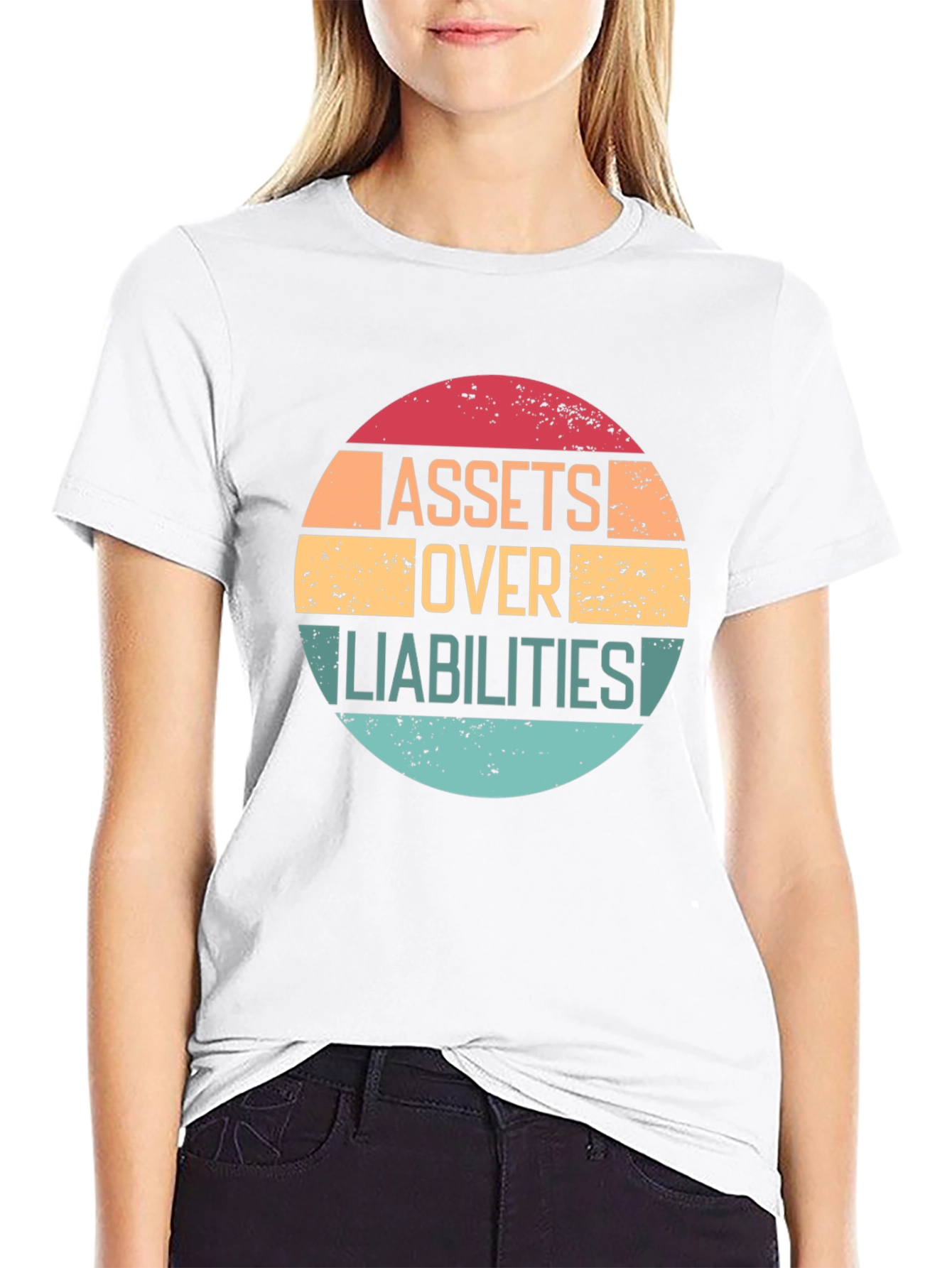 Assets Over Liabilities Black Graphic Tee