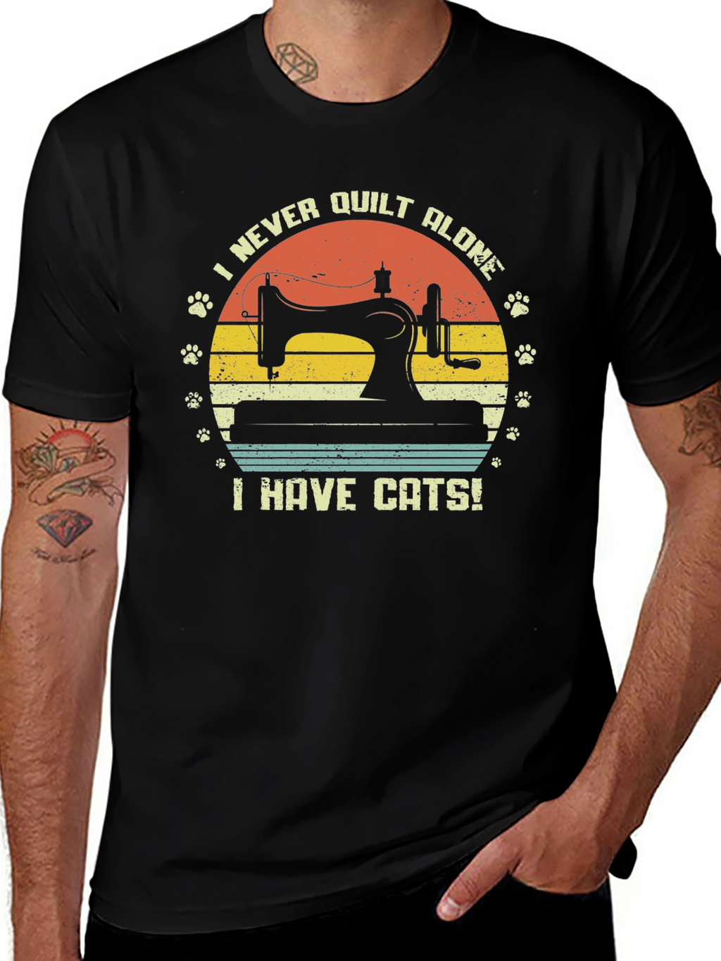 I Never Quilt Alone Cats T-Shirt