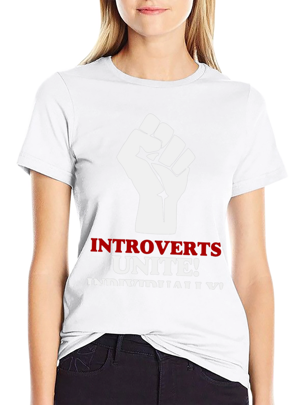 Introverts Unite Black T-Shirt Fist Graphic Funny Slogan Tee