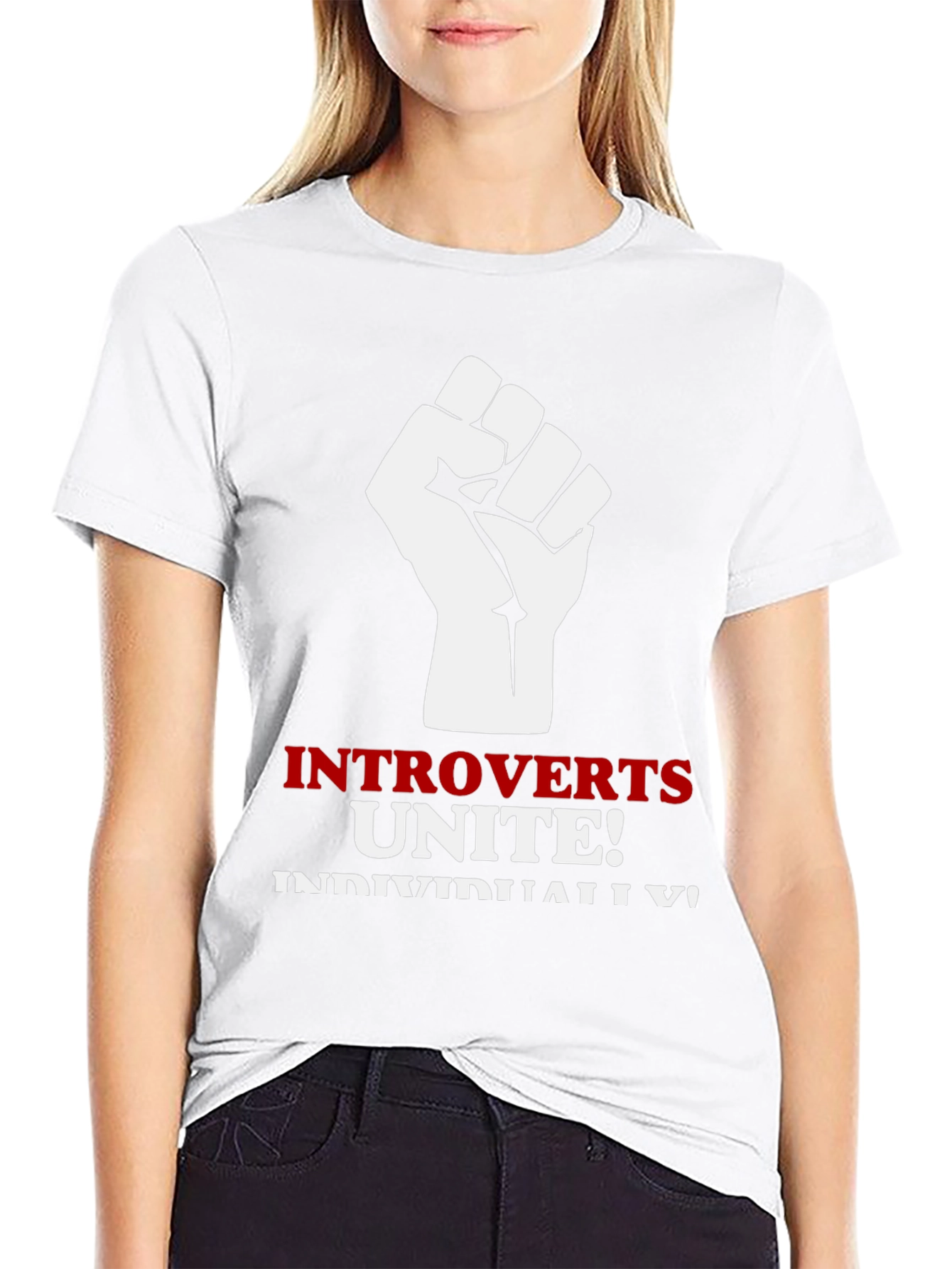 Introverts Unite Black T-Shirt Fist Graphic Funny Slogan Tee