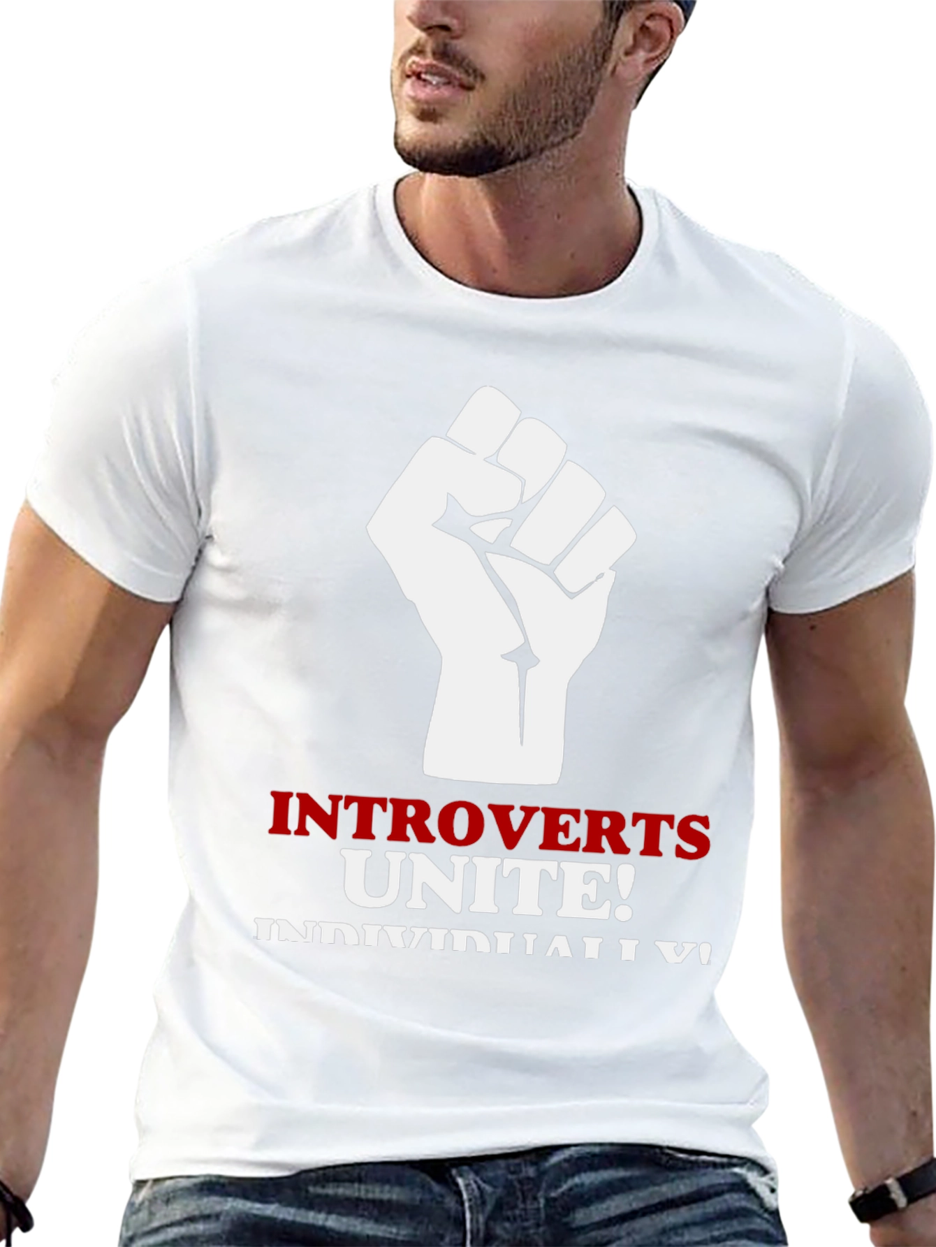 Introverts Unite Black T-Shirt Fist Graphic Funny Slogan Tee