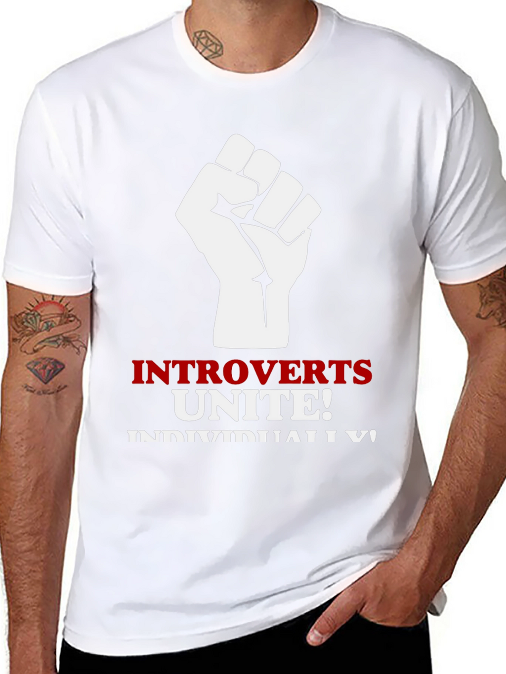 Introverts Unite Black T-Shirt Fist Graphic Funny Slogan Tee