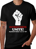 Introverts Unite Black T-Shirt Fist Graphic Funny Slogan Tee