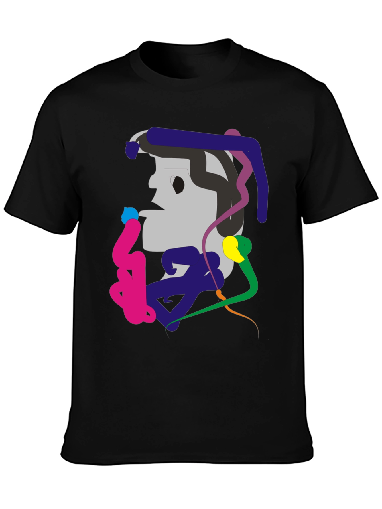 Abstract Graphic Print Black Tee
