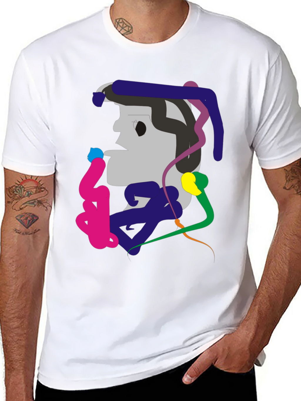 Abstract Graphic Print Black Tee