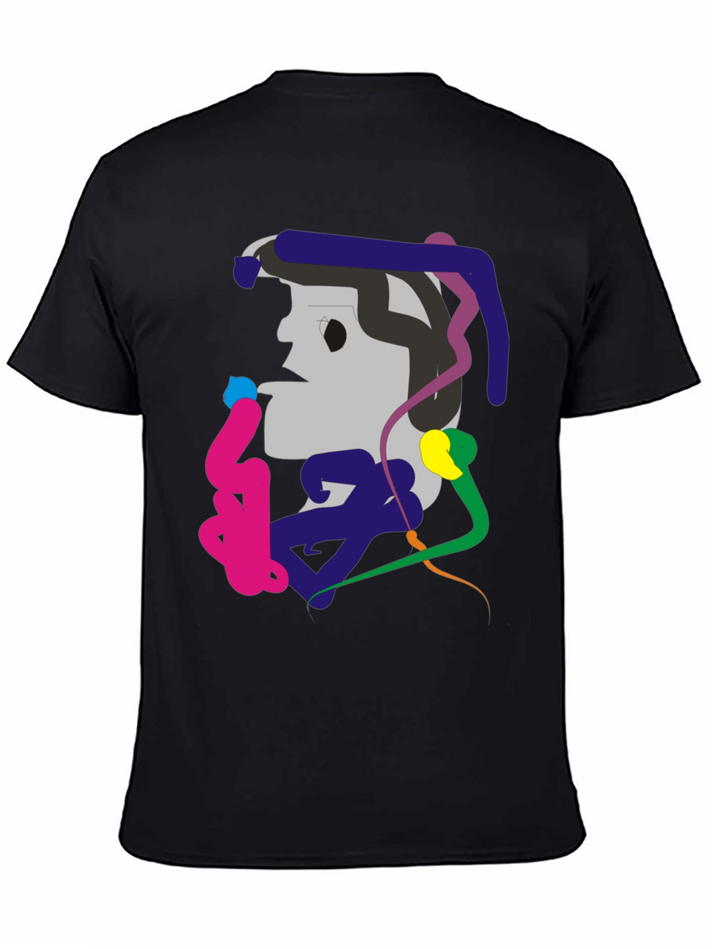Abstract Graphic Print Black Tee