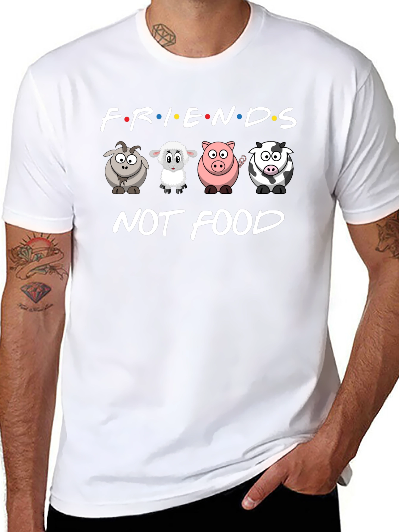 Friends Not Food T-Shirt Vegan Animal Lover Tee