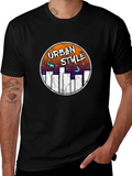 Urban Style Graphic Tee - Black Crew Neck