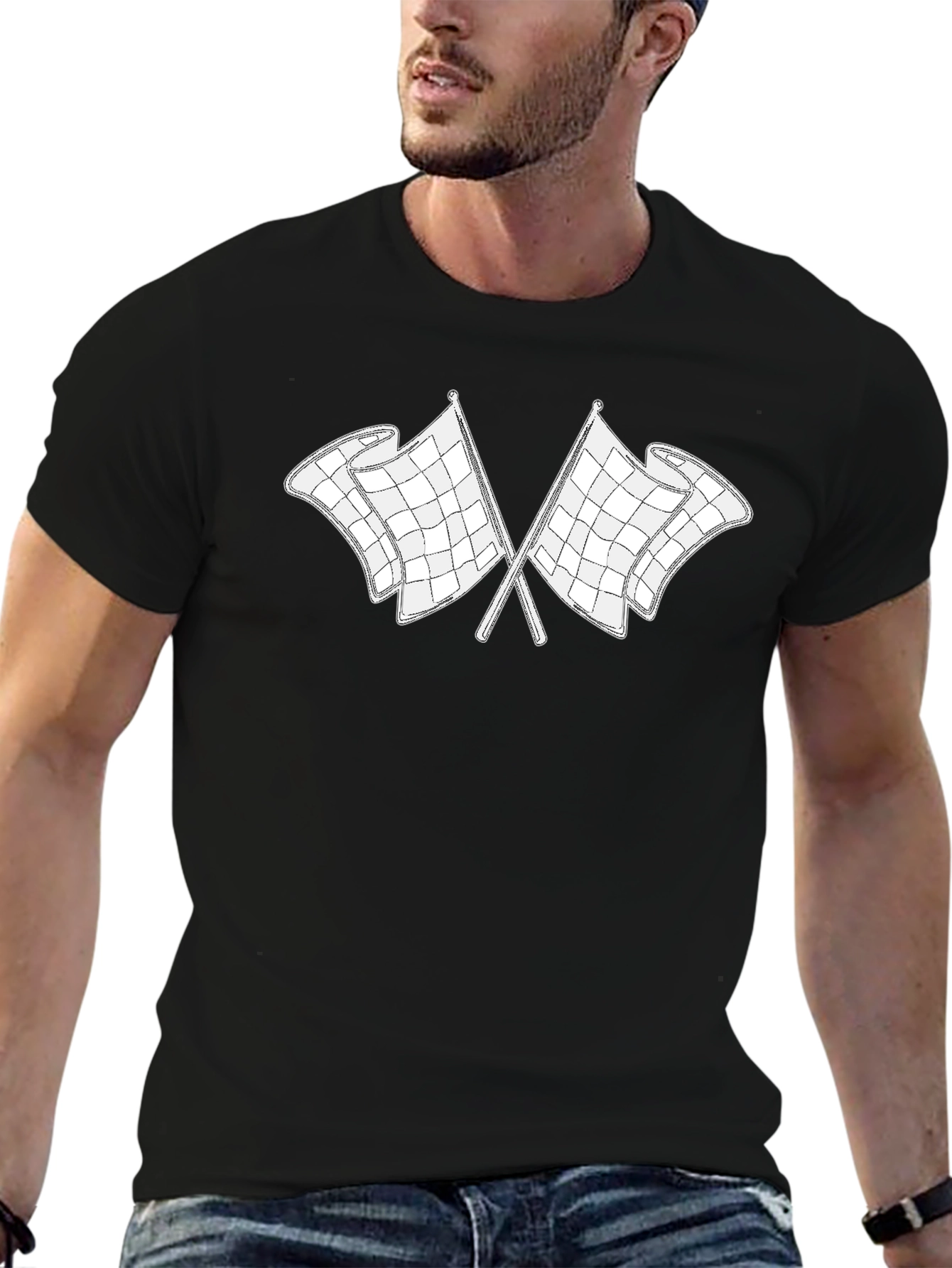 Checkered Flag Graphic T-Shirt - Race Day Ready
