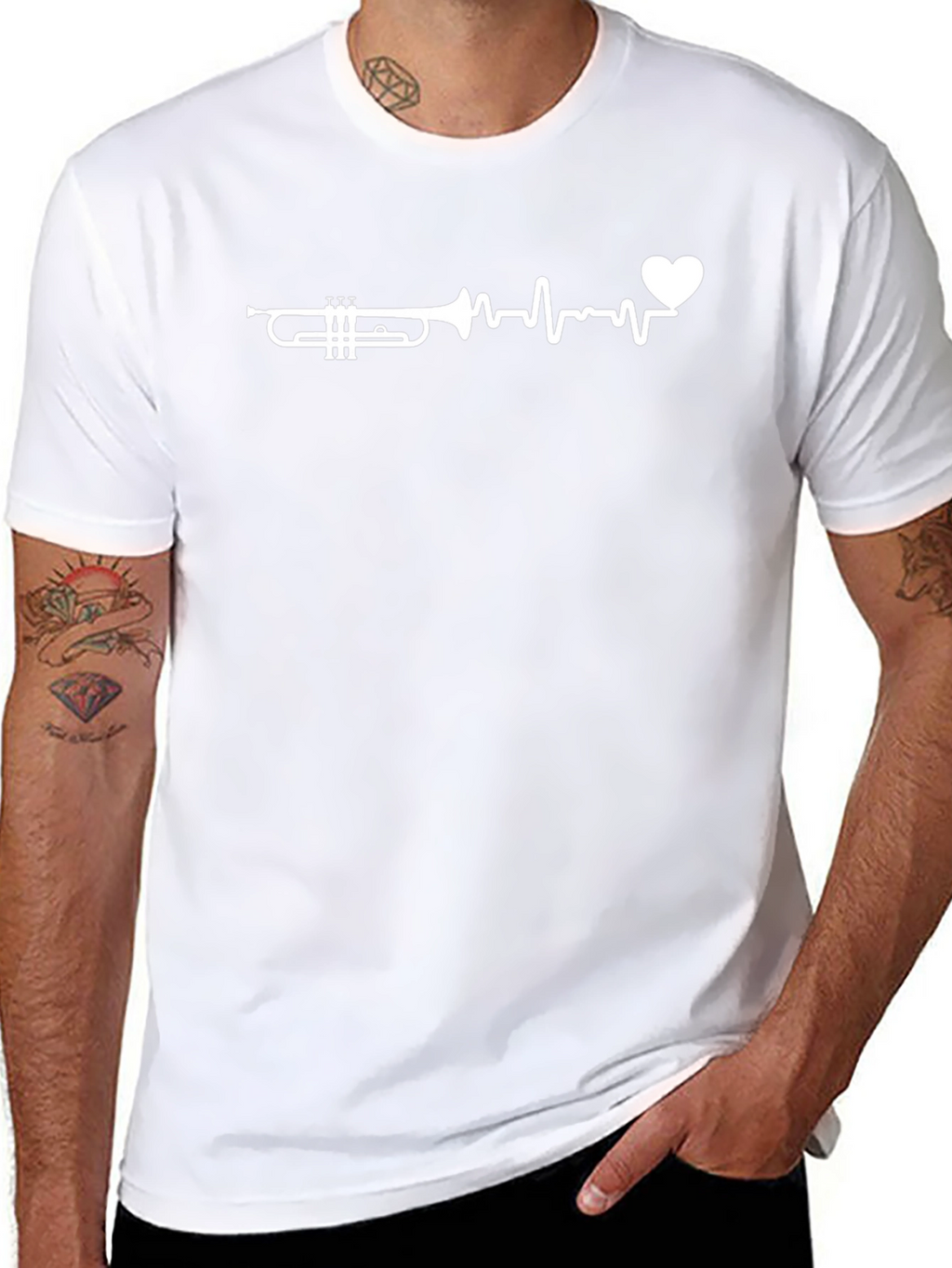 Trumpet Heartbeat Graphic Tee - Musicians Love
