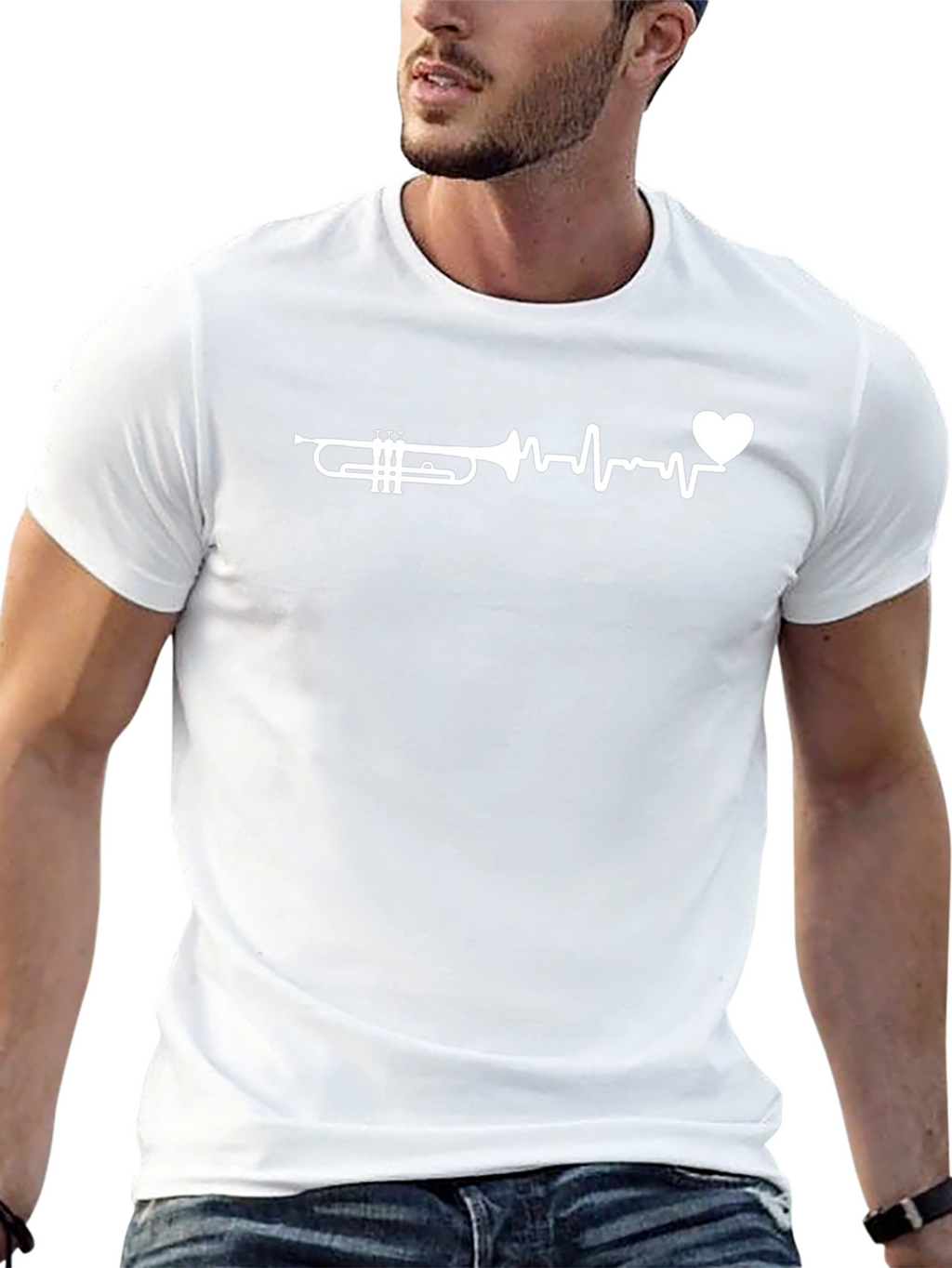 Trumpet Heartbeat Graphic Tee - Musicians Love