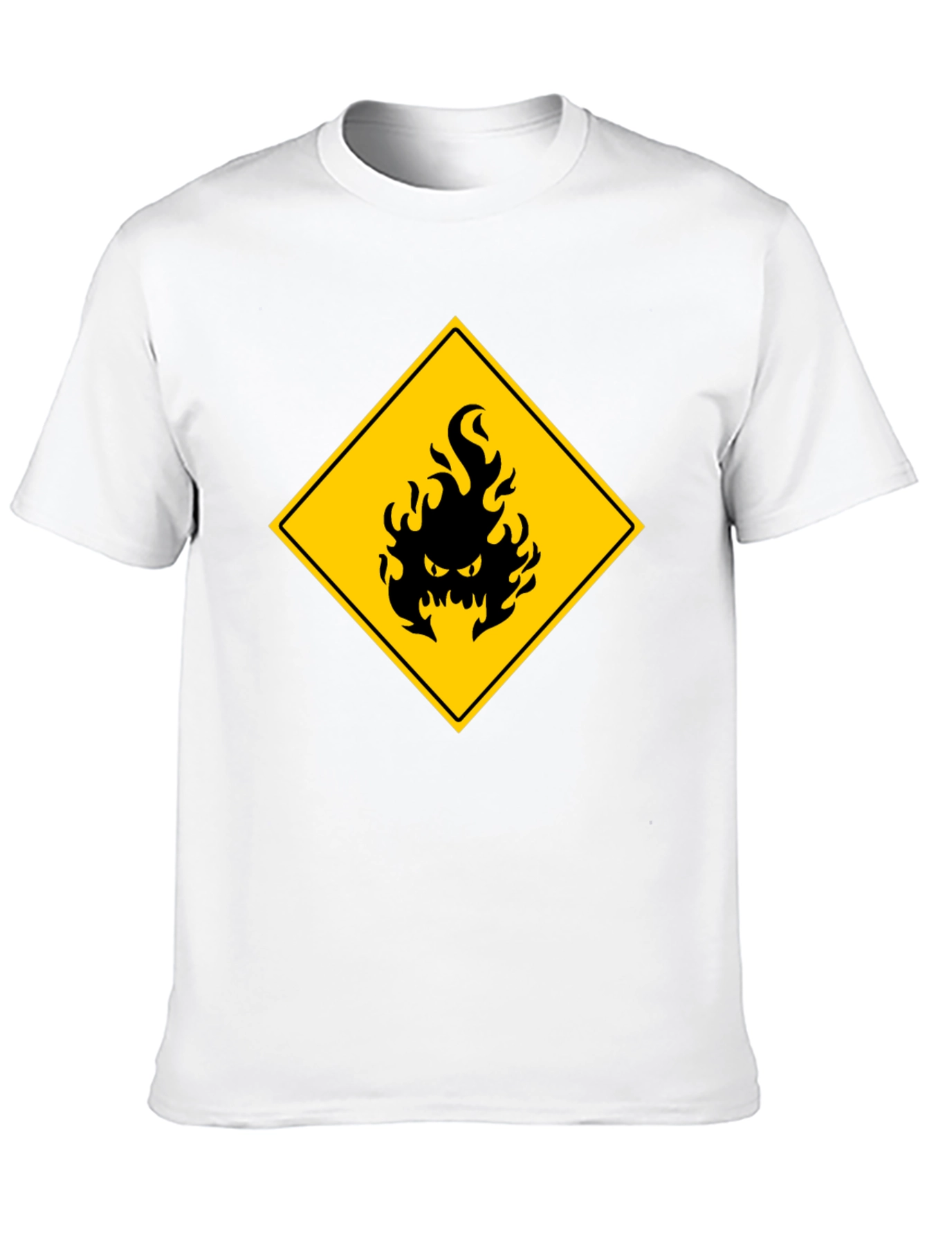 Mens Black T-Shirt - Hazard Fire Graphic