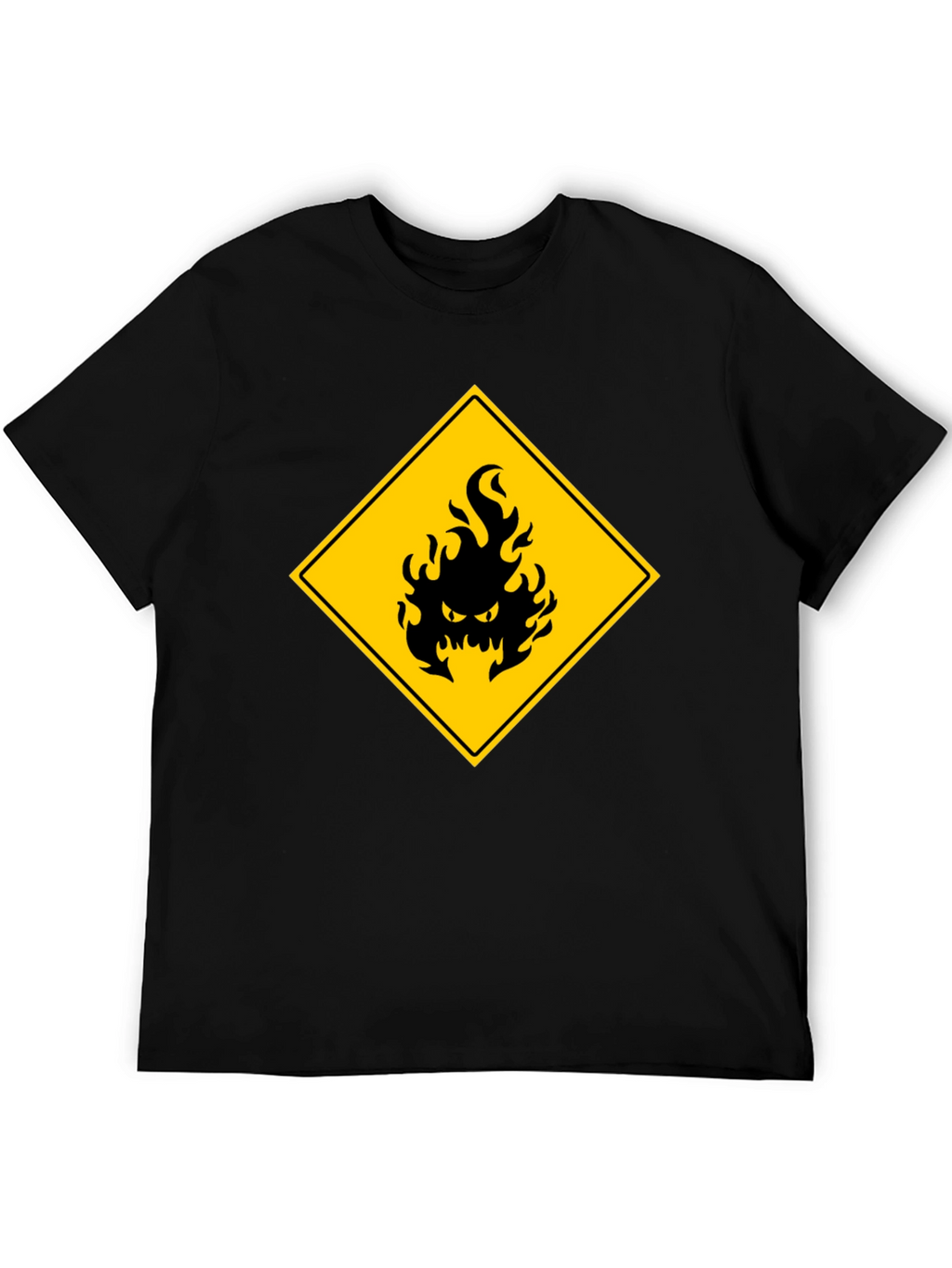 Mens Black T-Shirt - Hazard Fire Graphic