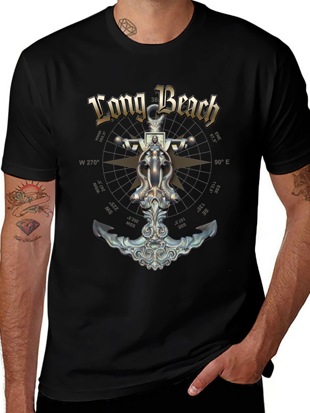 Long Beach Nautical Anchor Graphic Tee