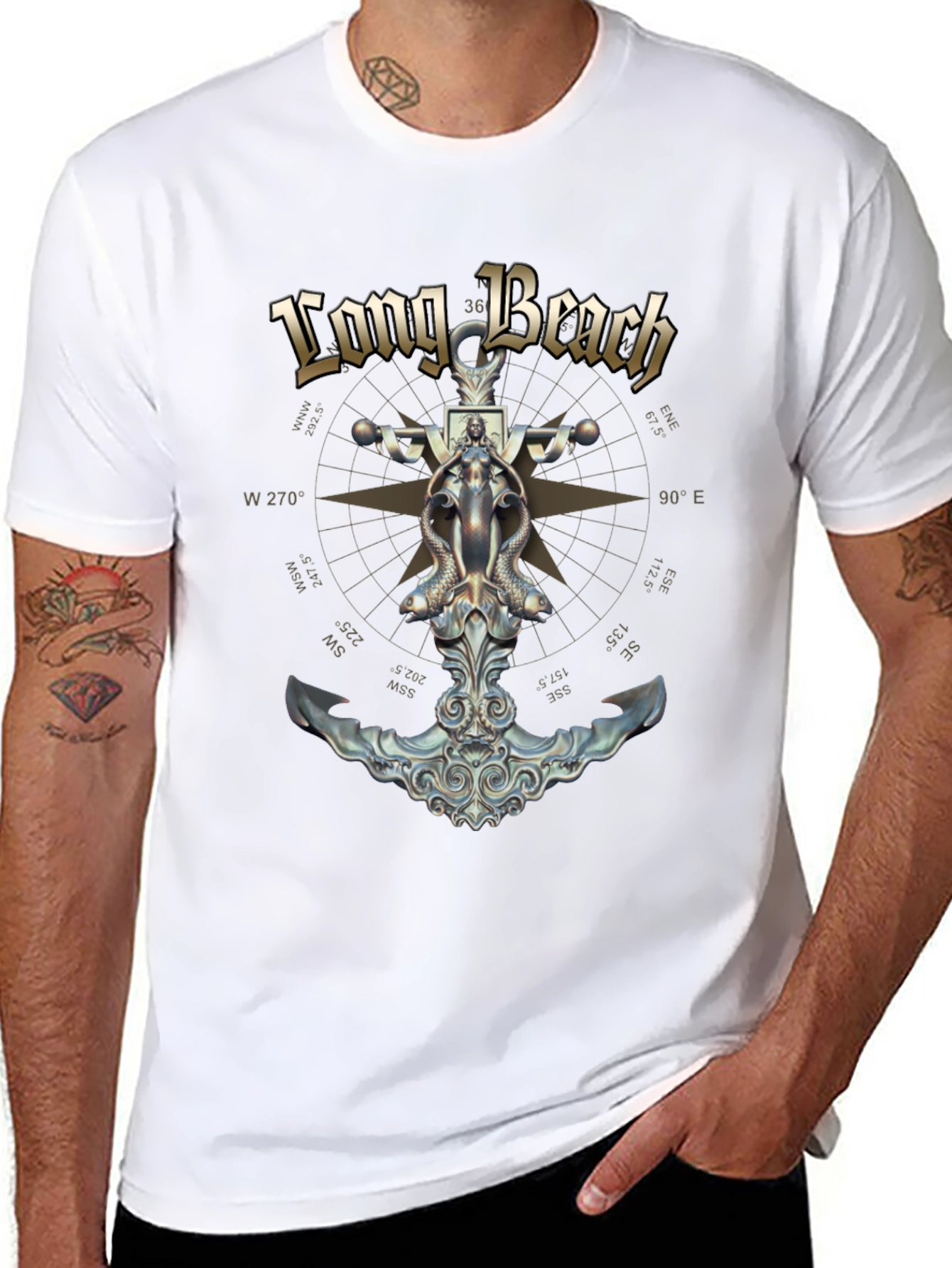 Long Beach Nautical Anchor Graphic Tee