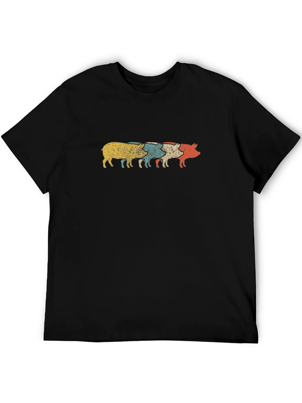 Retro Pig Parade Black T-Shirt