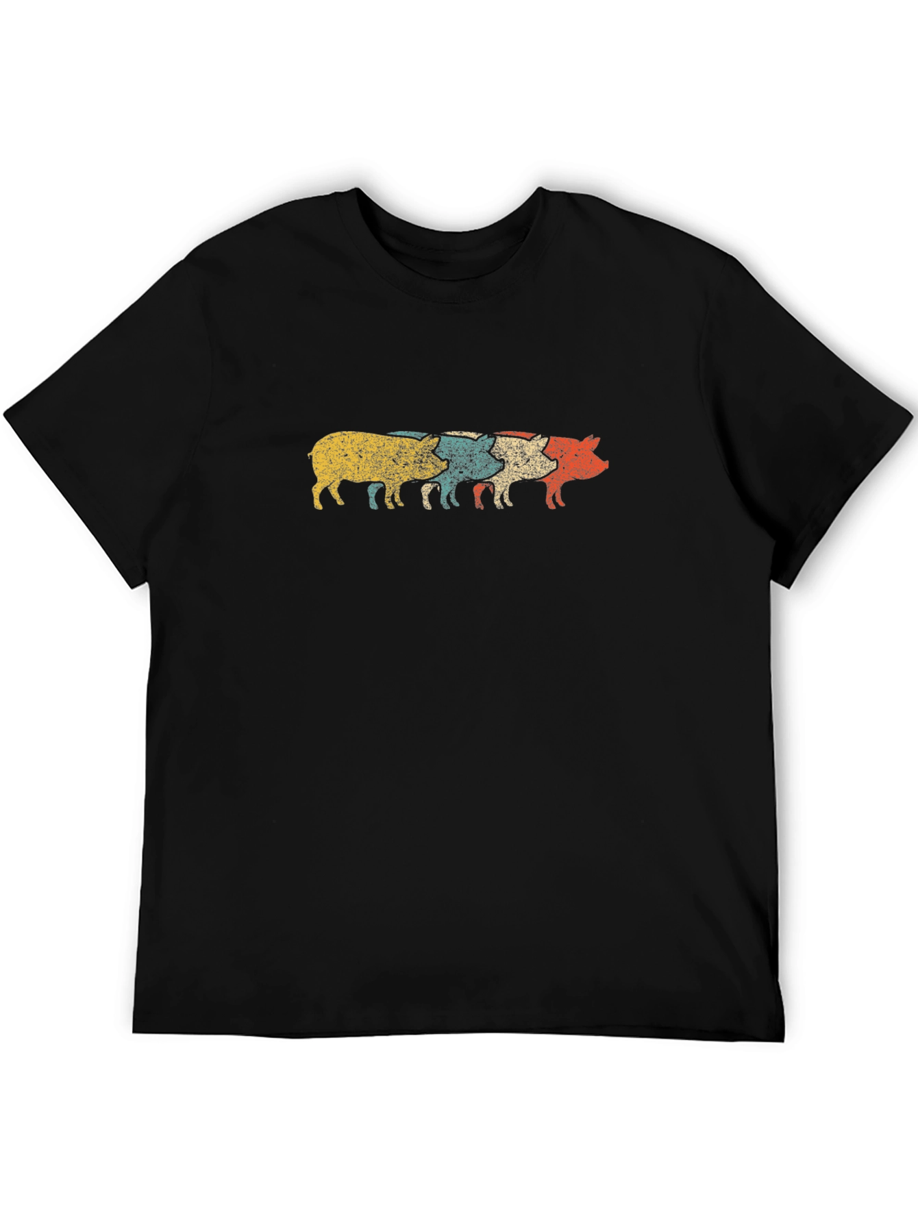 Retro Pig Parade Black T-Shirt
