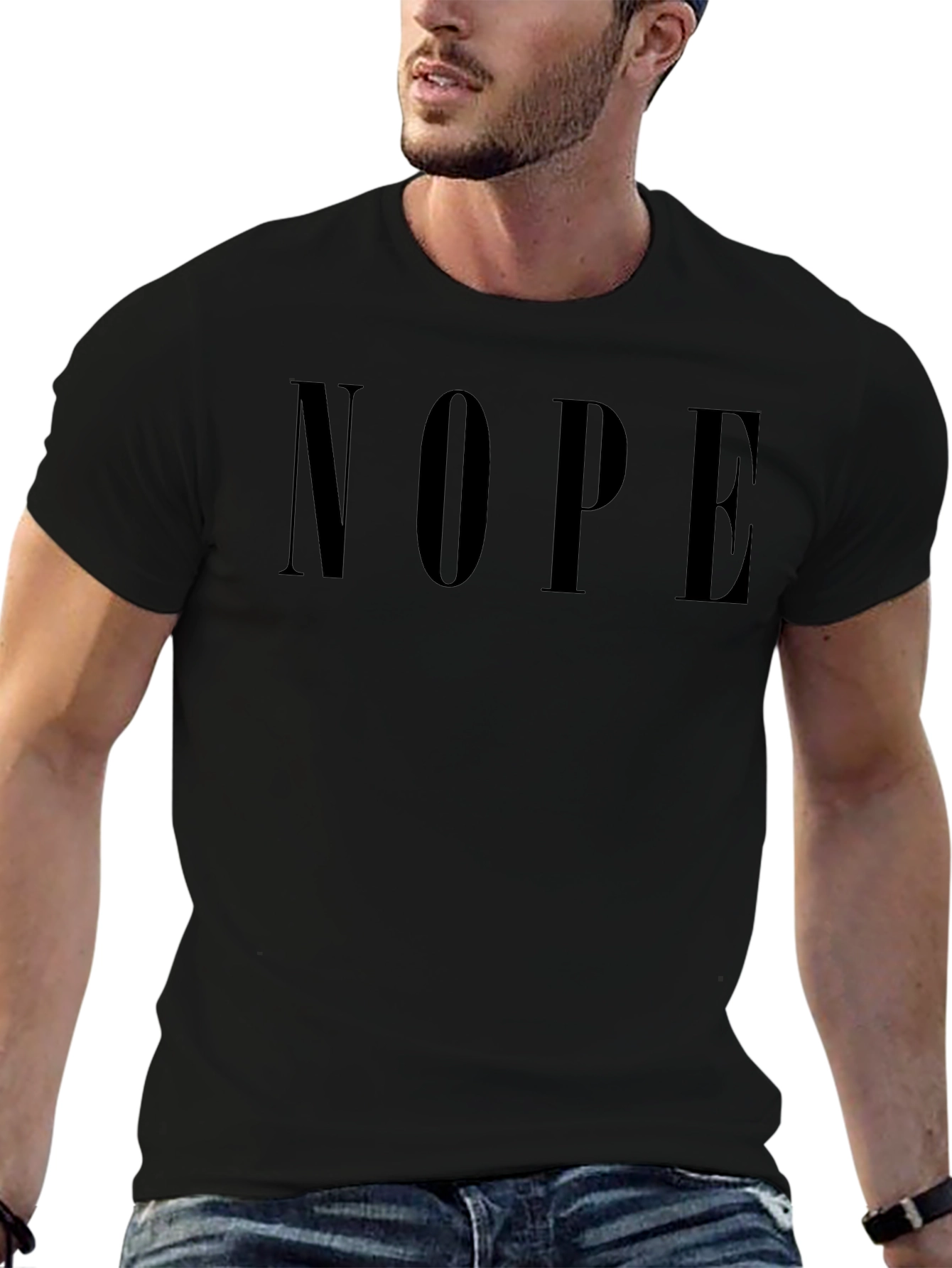 Nope Graphic Print Mens Black T-Shirt