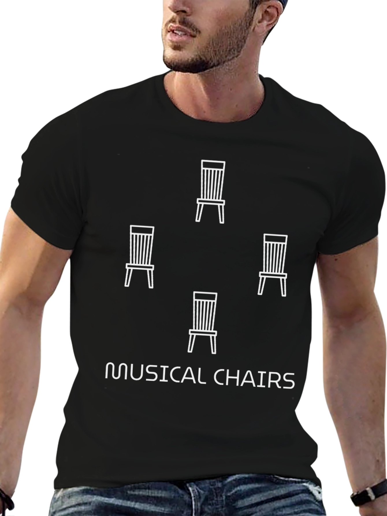 Musical Chairs Graphic Tee - Quirky Cotton T-Shirt