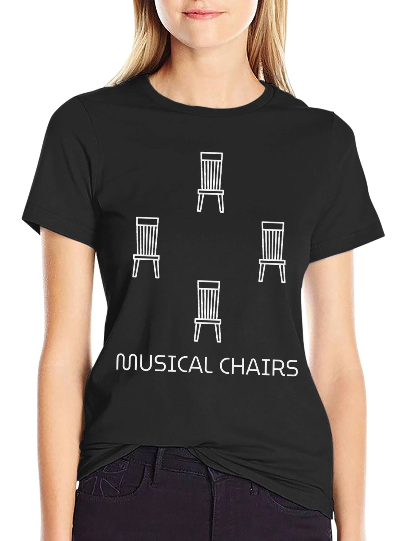 Musical Chairs Graphic Tee - Quirky Cotton T-Shirt