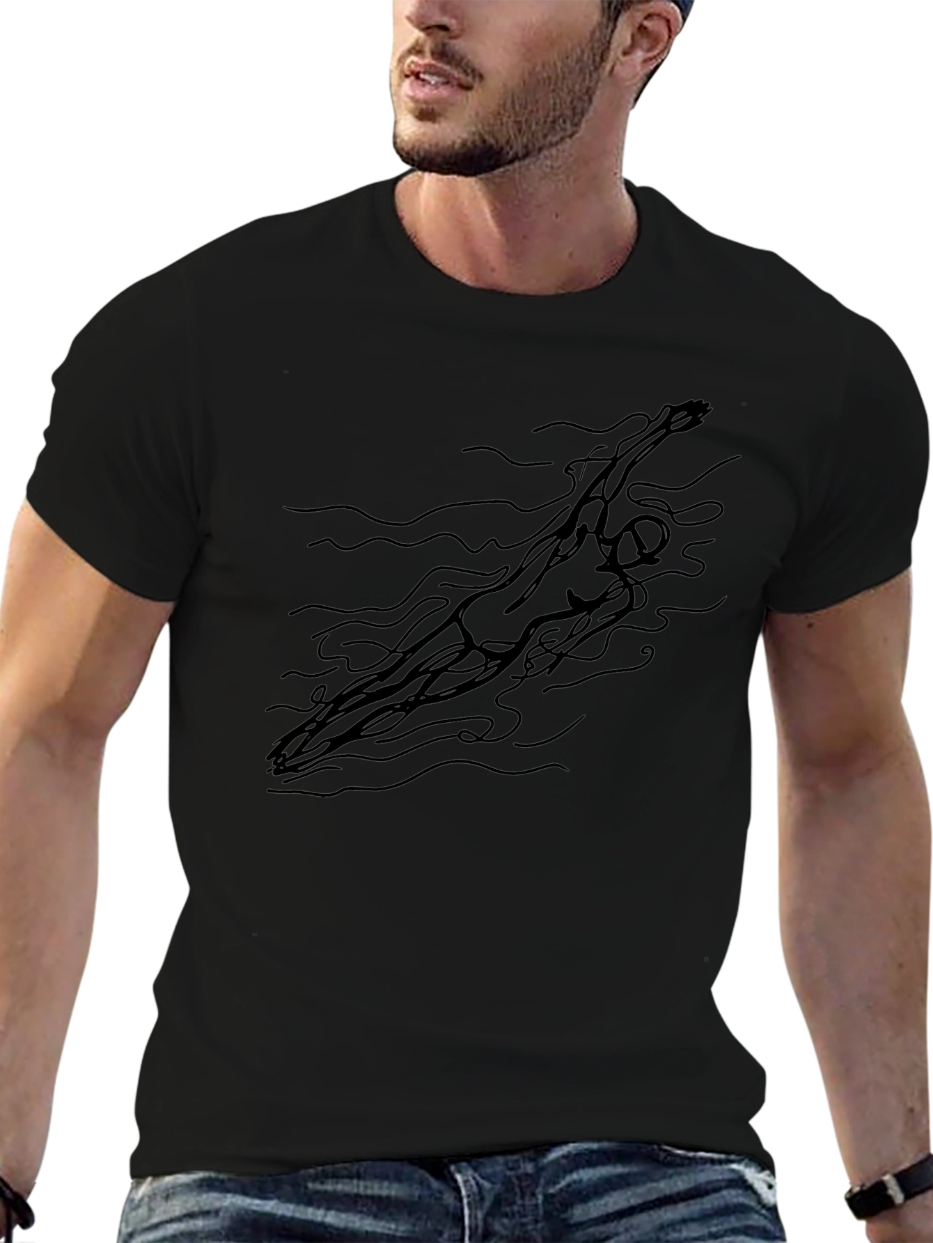 Swimmer Graphic Tee - Artistic Minimalist Design