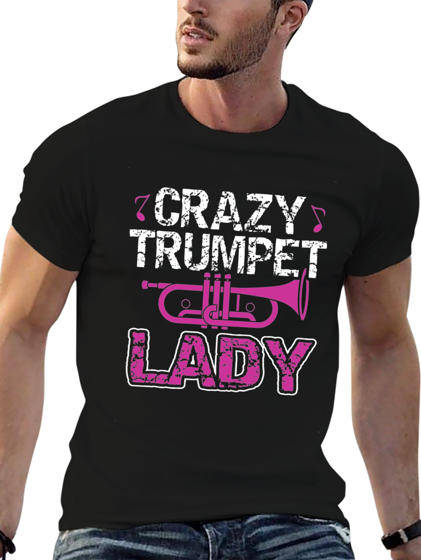 Crazy Trumpet Lady Graphic T-Shirt