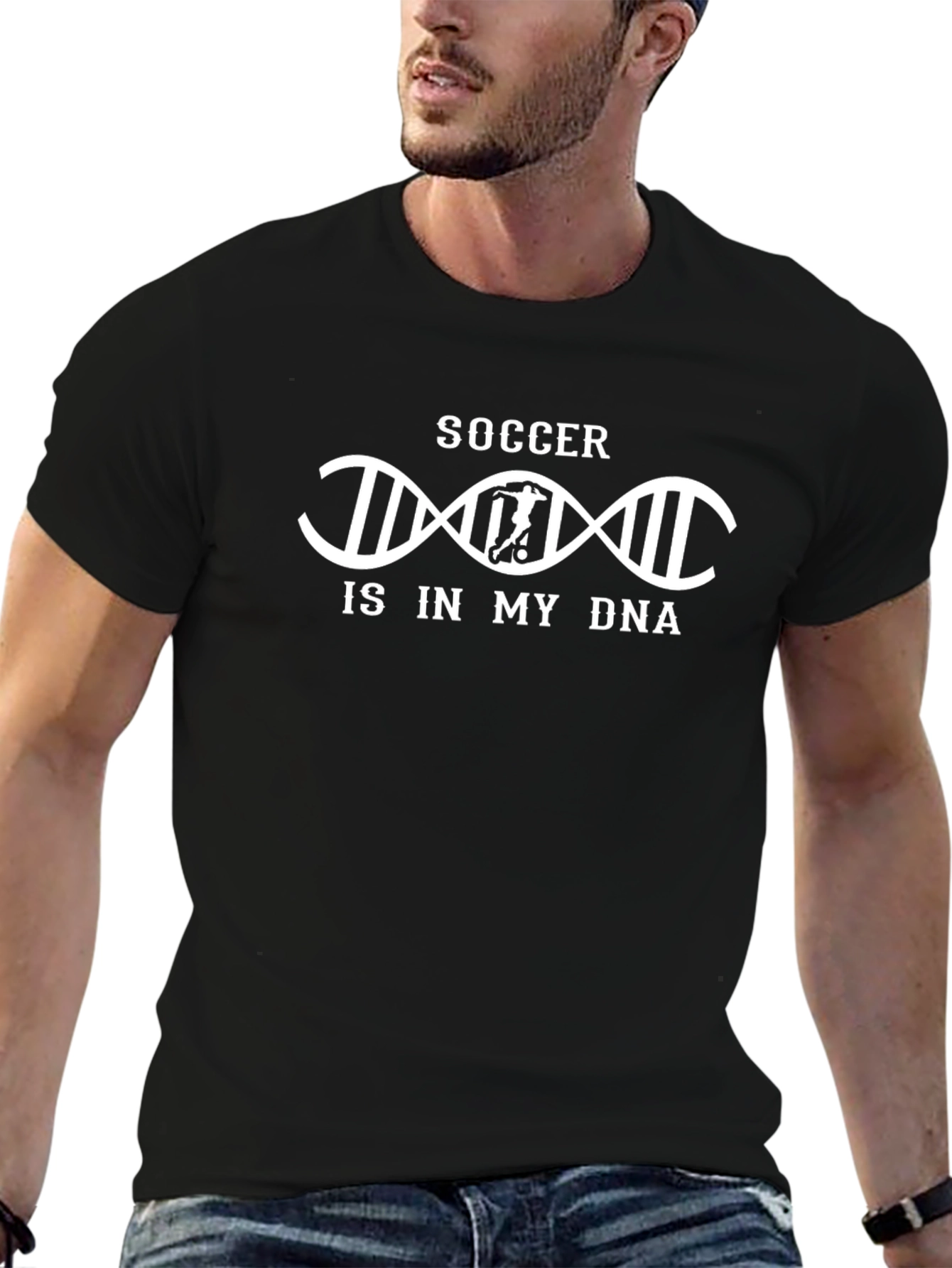 Soccer DNA Graphic Tee - Black Cotton T-Shirt