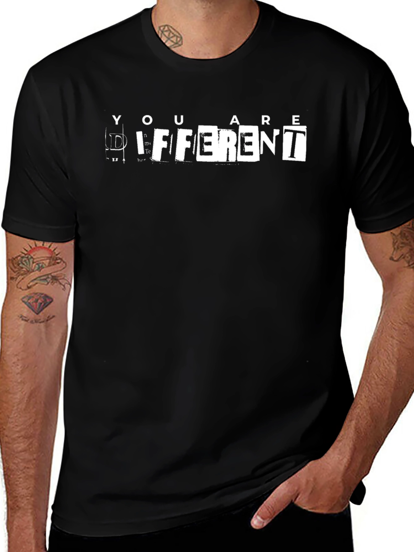 Unique You are Different Graphic Black T-Shirt