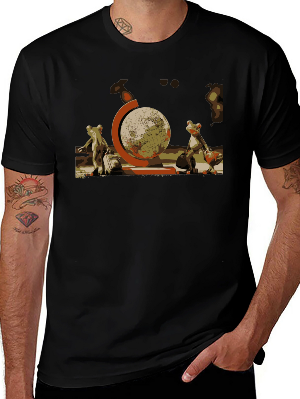 Frog Travelers T-Shirt: Globe Trotter Design
