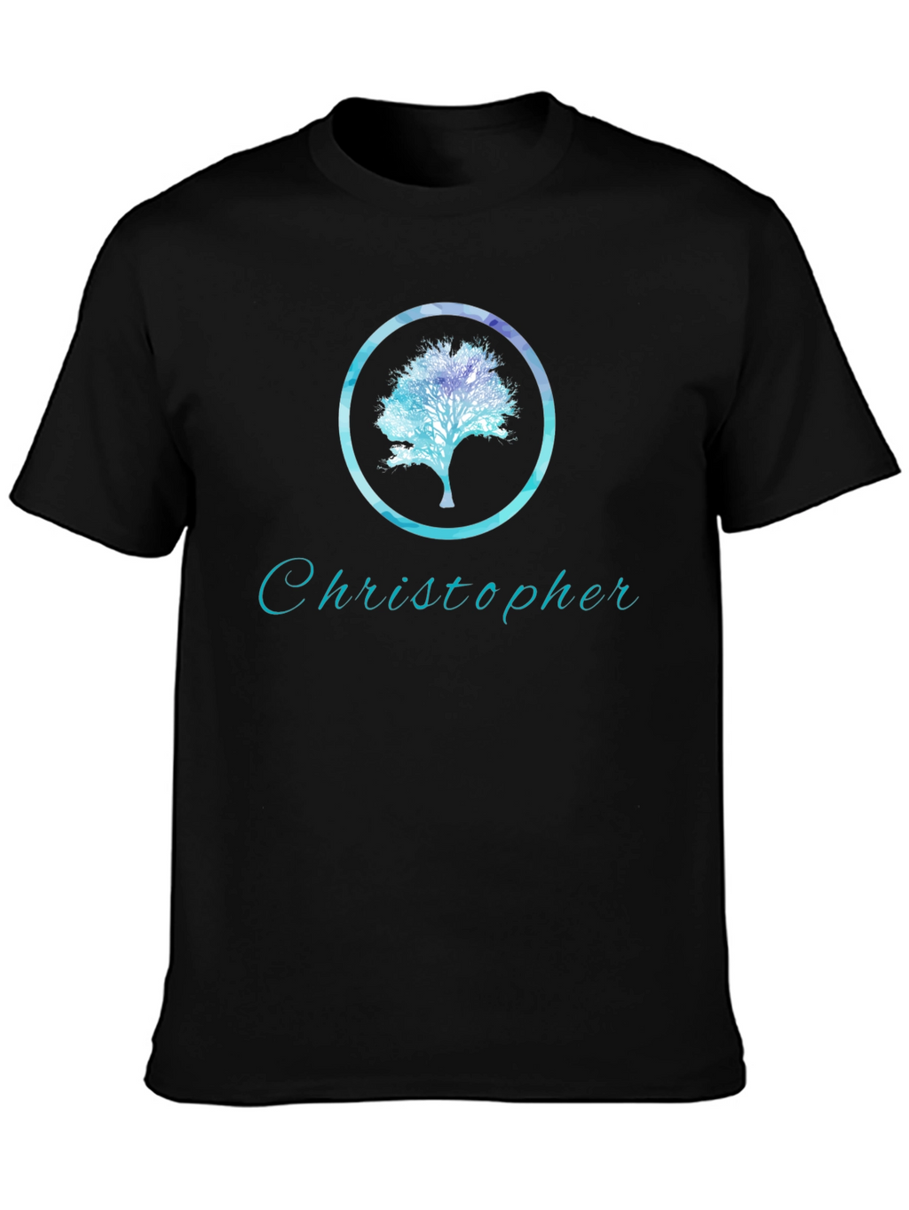 Personalized Tree Graphic Black T-Shirt