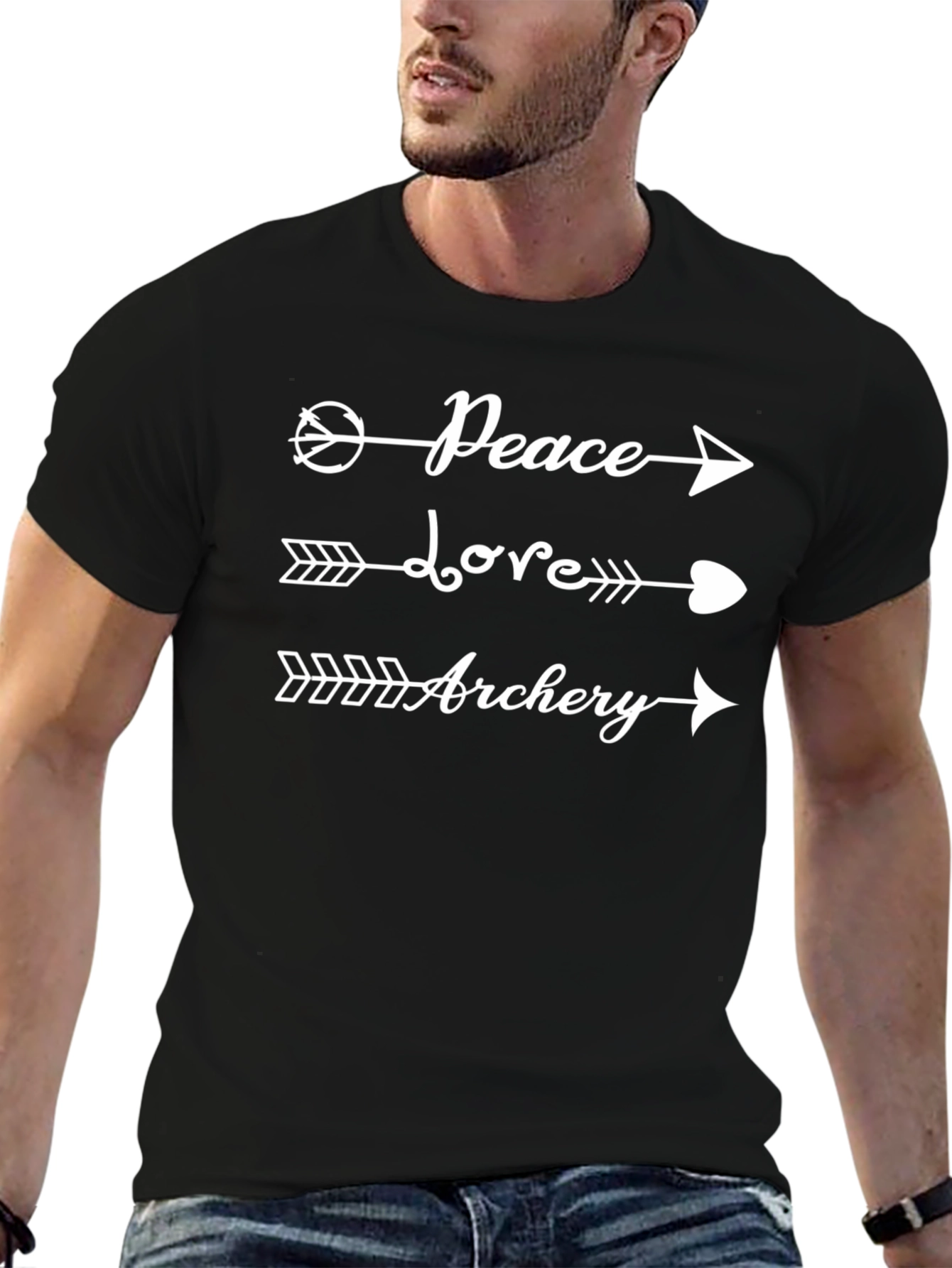 Peace Love Archery Graphic Tee - Black Casual T-Shirt