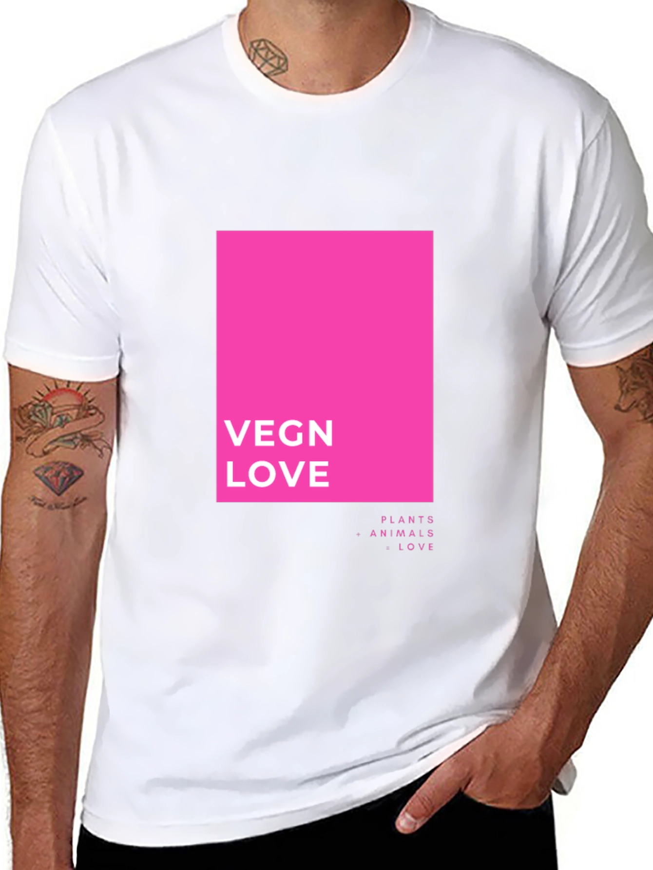 Vegan Love T-Shirt - Plants Animals Love Graphic Tee