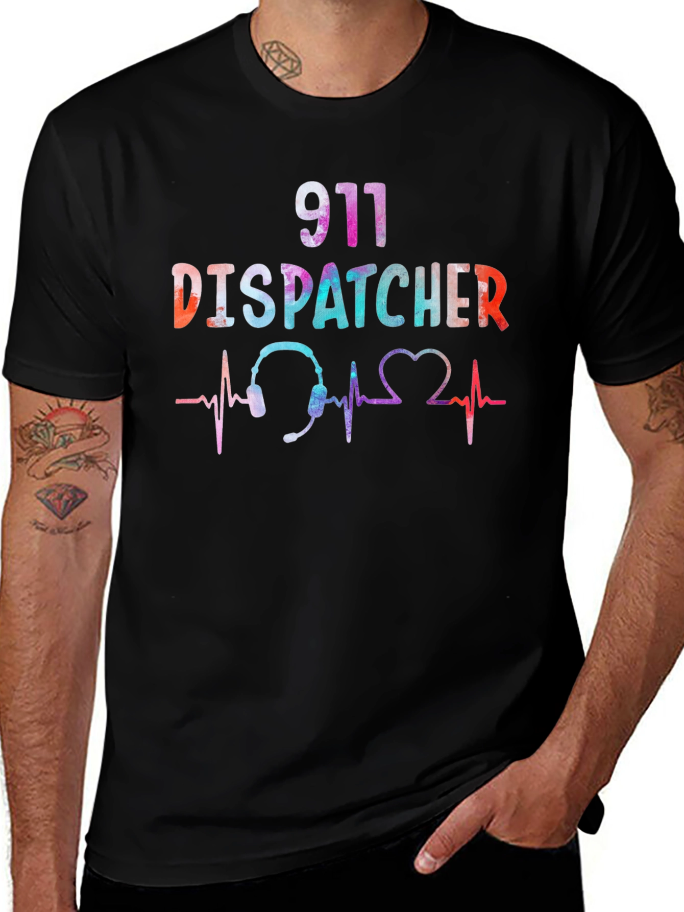 911 Dispatcher Heartbeat Graphic T-Shirt