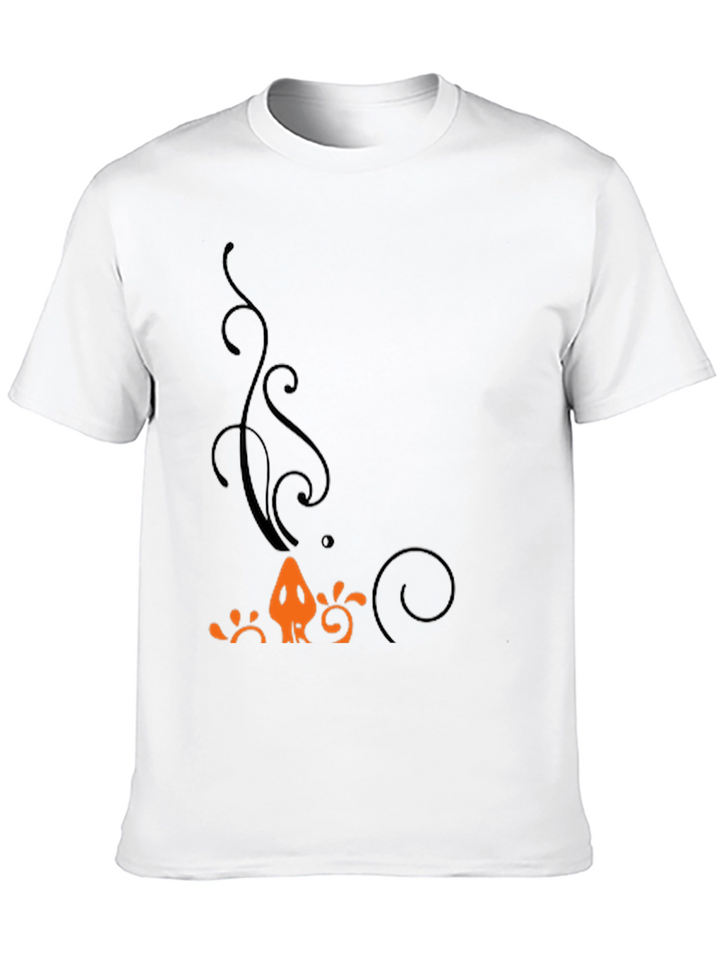 Mens Black T-Shirt with Orange Halloween-Themed Print