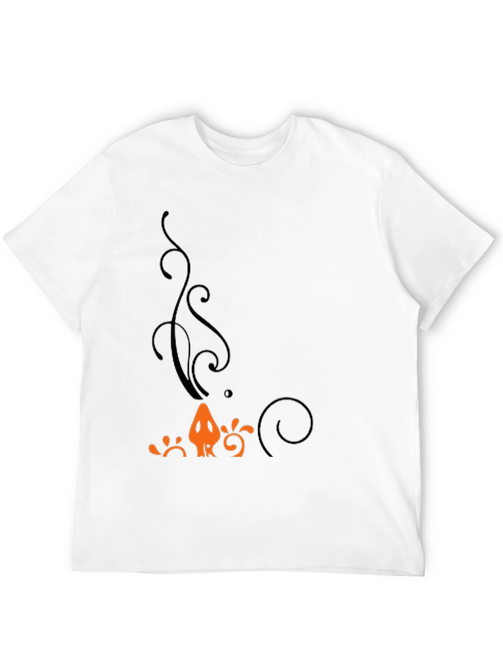 Mens Black T-Shirt with Orange Halloween-Themed Print